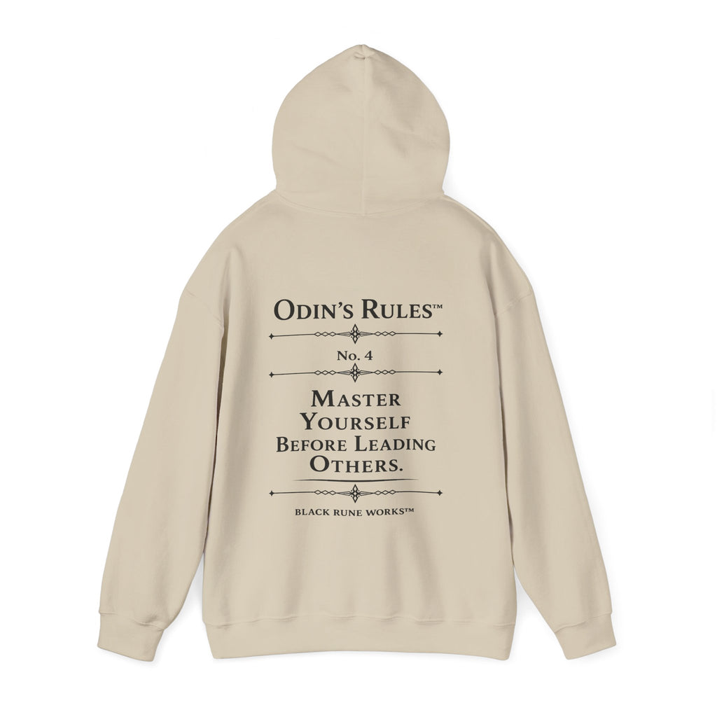 Odin's Rules™ Rule #4 | Master Yourself Before Leading Others | Viking Norse Warrior Hoodie | Black Rune Works