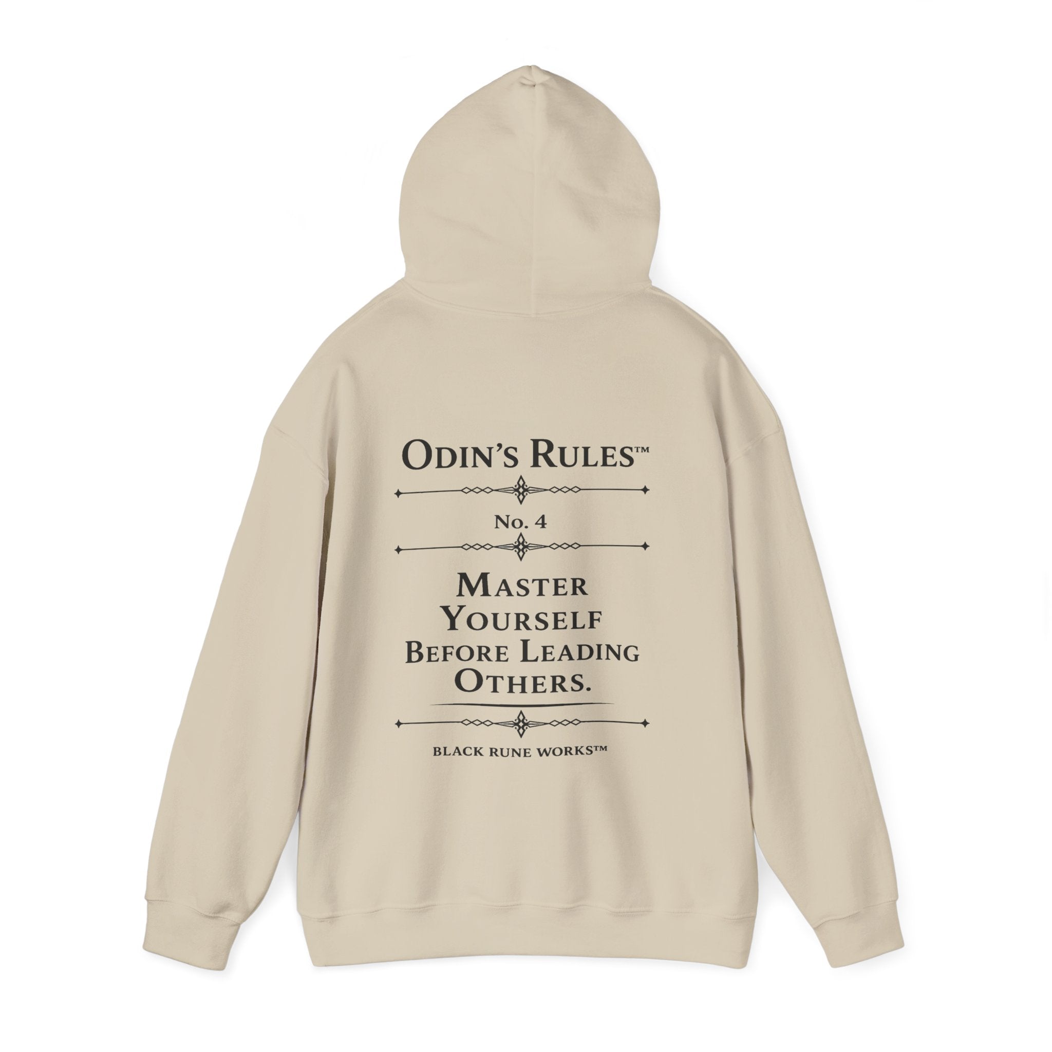 Odin's Rules™ Rule #4 | Master Yourself Before Leading Others | Viking Norse Warrior Hoodie | Black Rune Works