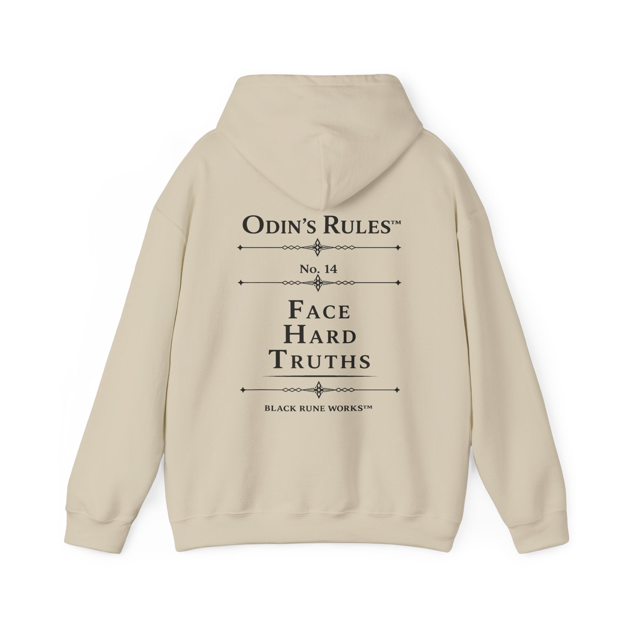 ODIN'S RULES™ Rule #14 | Face Hard Truths | Viking Norse Warrior Hoodie | Black Rune Works