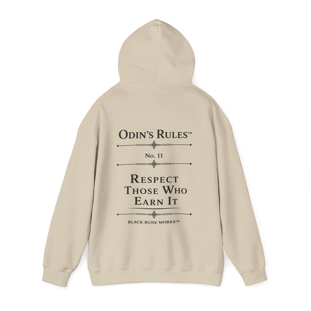 ODIN'S RULES™ Rule #11 | Respect Those Who Earn It | Viking Norse Warrior Hoodie | Black Rune Works