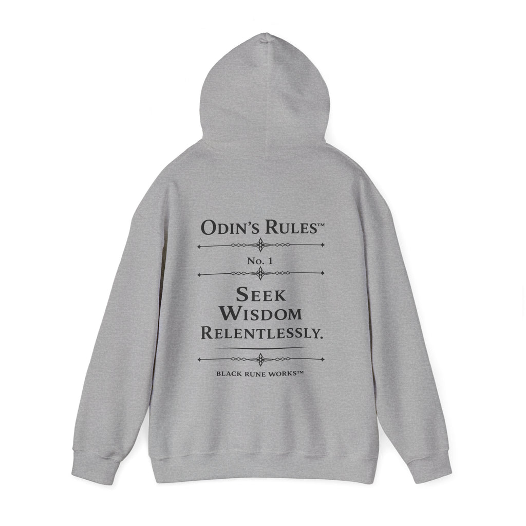 Odin's Rules™ Rule #1 | Seek Wisdom Relentlessly | Viking Norse Warrior Hoodie | Black Rune Works