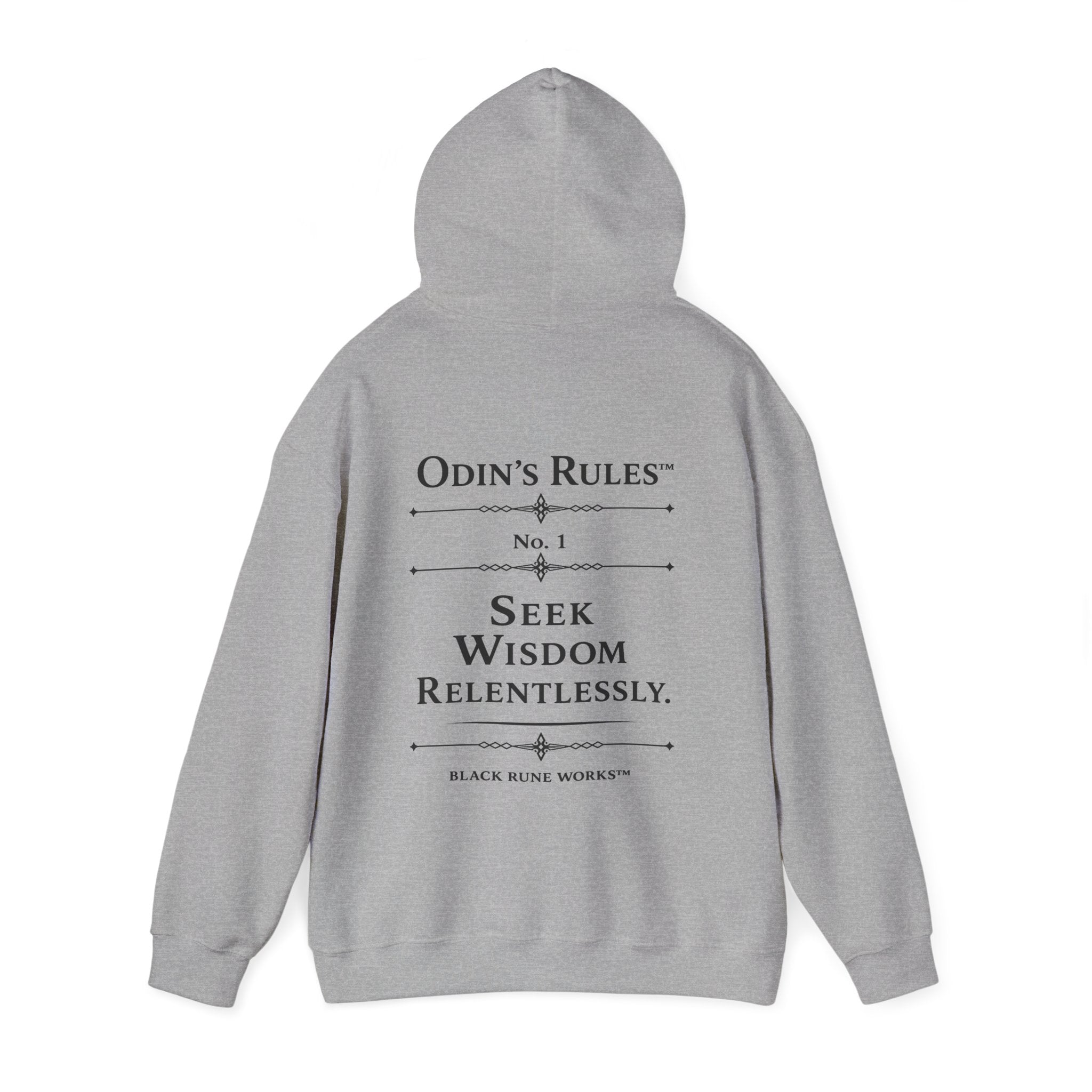 Odin's Rules™ Rule #1 | Seek Wisdom Relentlessly | Viking Norse Warrior Hoodie | Black Rune Works