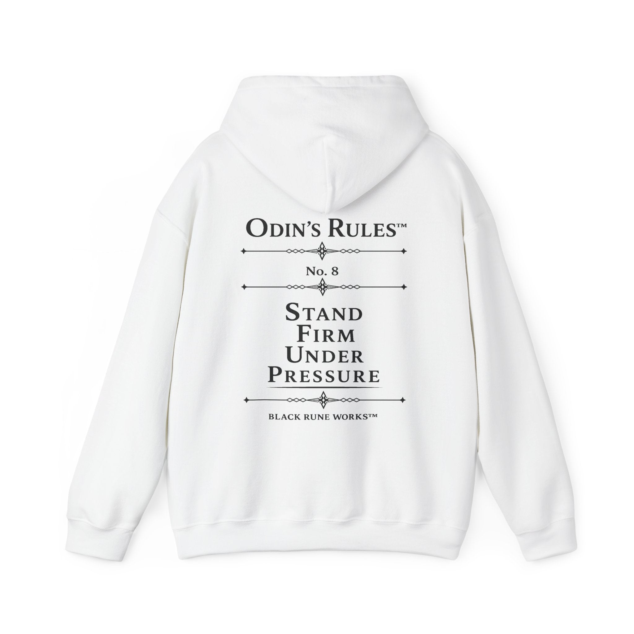 Odin's Rules™ Rule #8 | Stand Firm Under Pressure | Viking Norse Warrior Hoodie | Black Rune Works