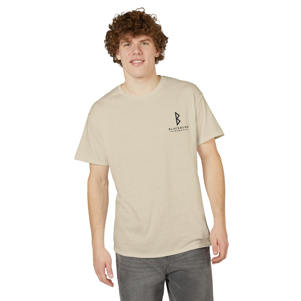 Black Rune Works Signature DryBlend T-Shirt Front and Back Logo