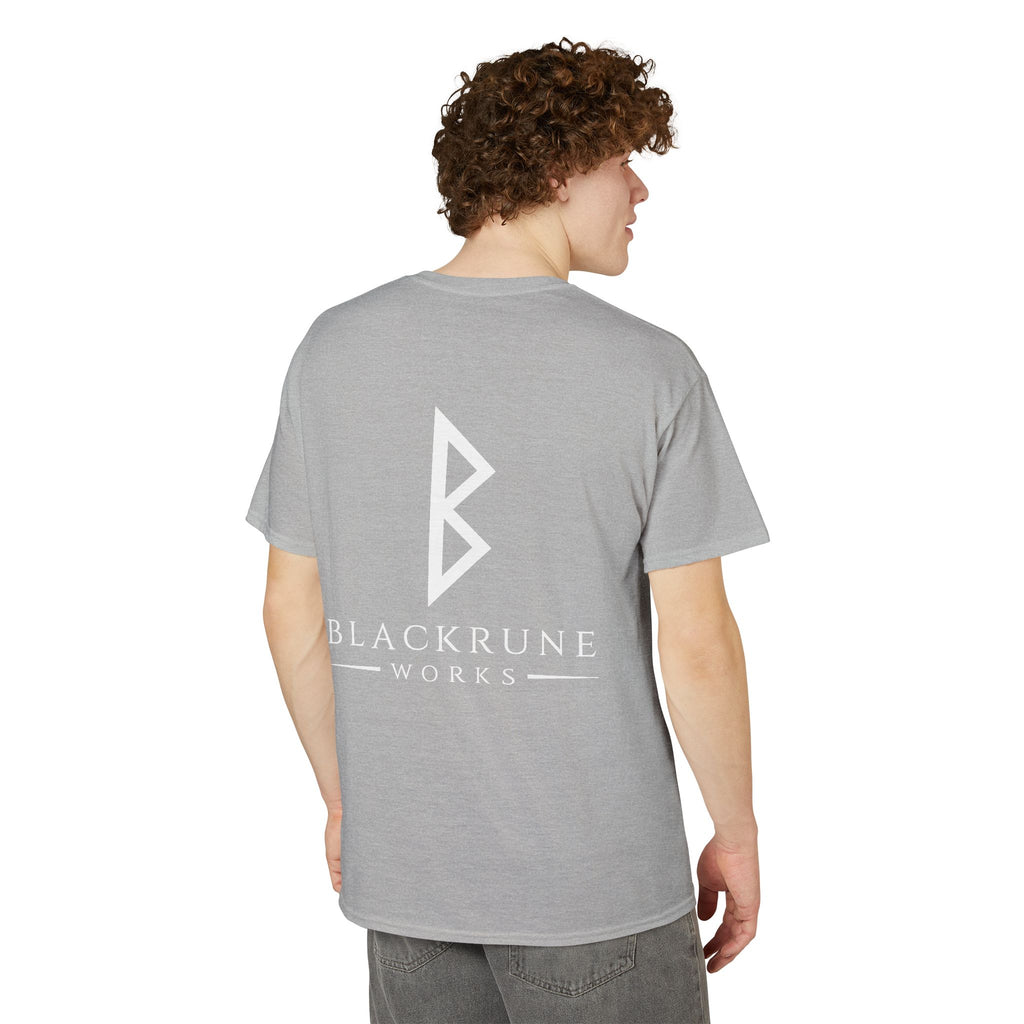 Black Rune Works Signature DryBlend T-Shirt Front and Back Logo