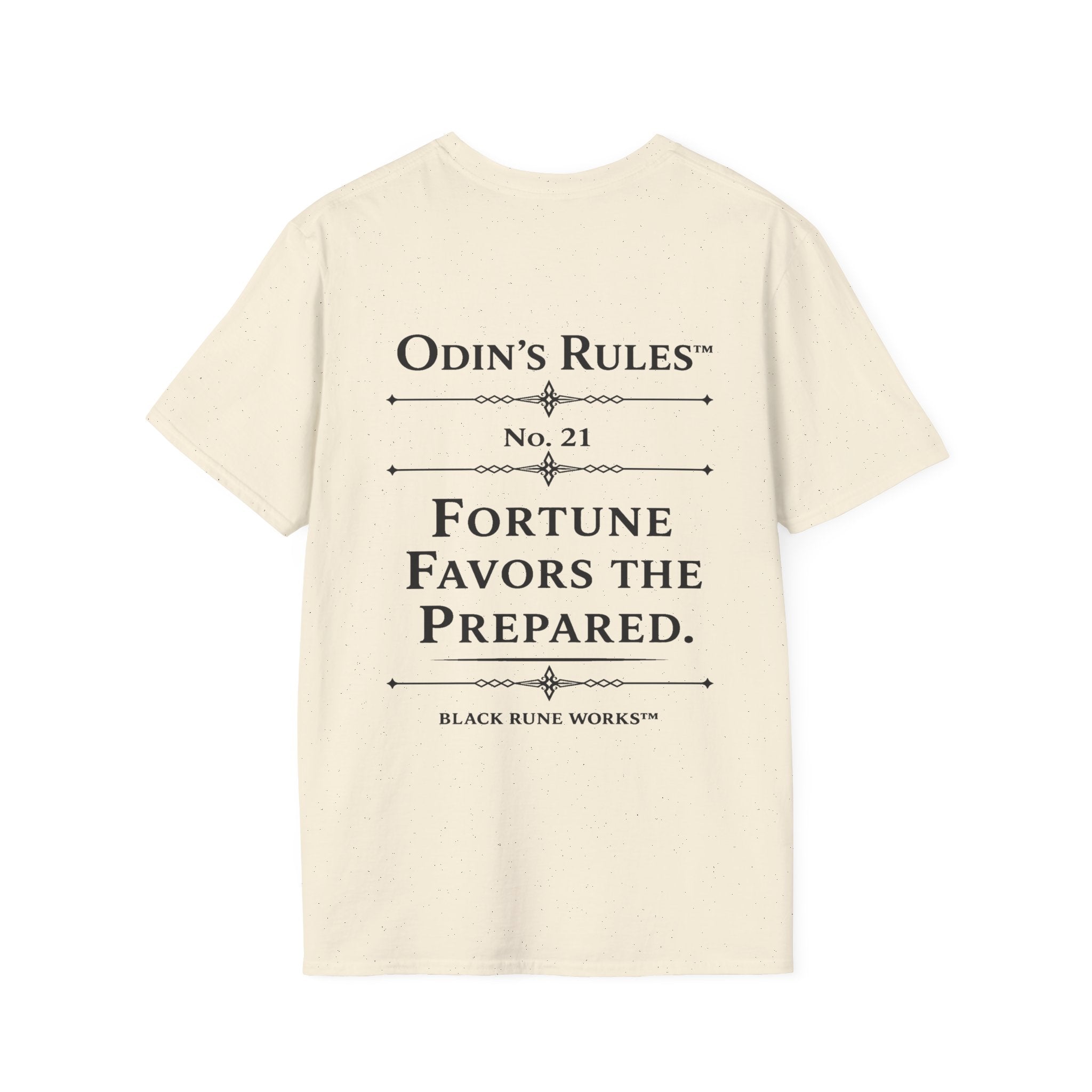 ODIN'S RULES™ Rule #21 | Fortune Favors the Prepared | Viking Norse Warrior Shirt | Black Rune Works