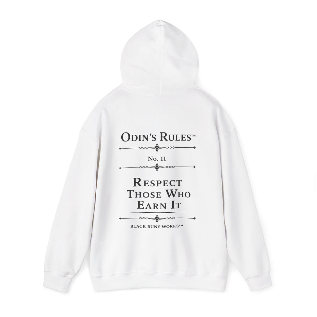 ODIN'S RULES™ Rule #11 | Respect Those Who Earn It | Viking Norse Warrior Hoodie | Black Rune Works