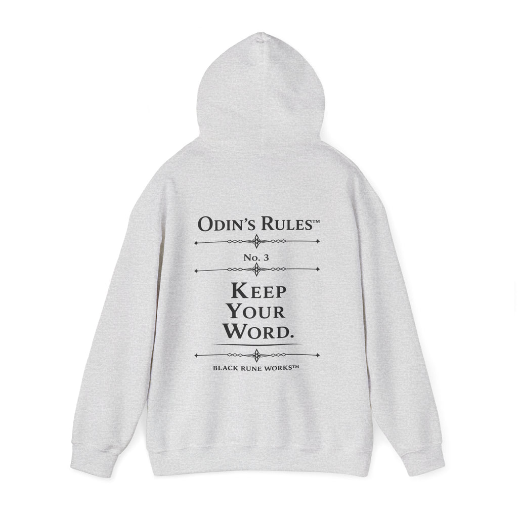 Odin's Rules™ Rule #3 | Keep Your Word | Viking Norse Warrior Hoodie | Black Rune Works