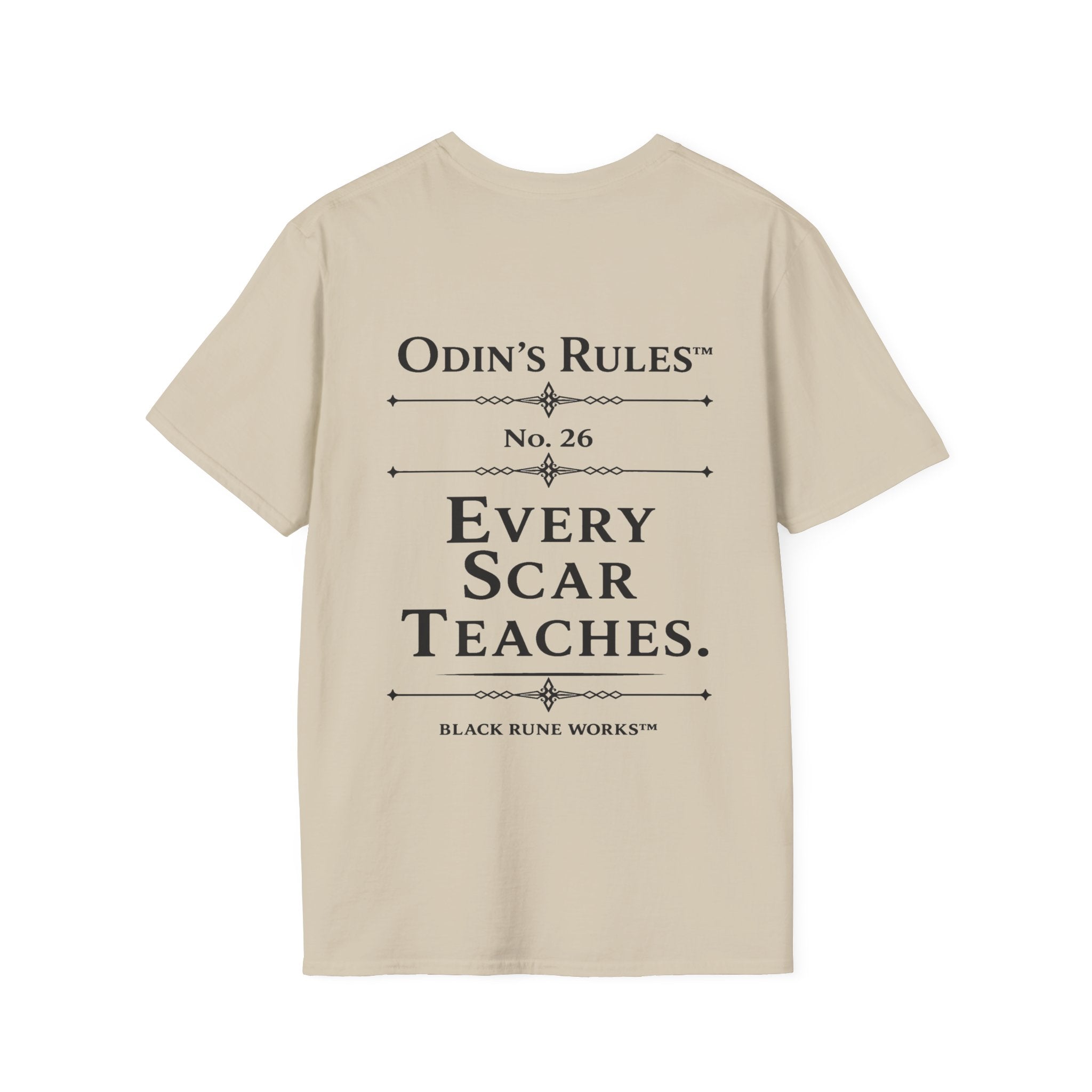 ODIN'S RULES™ Rule #26 | Every Scar Teaches | Viking Norse Warrior Shirt | Black Rune Works