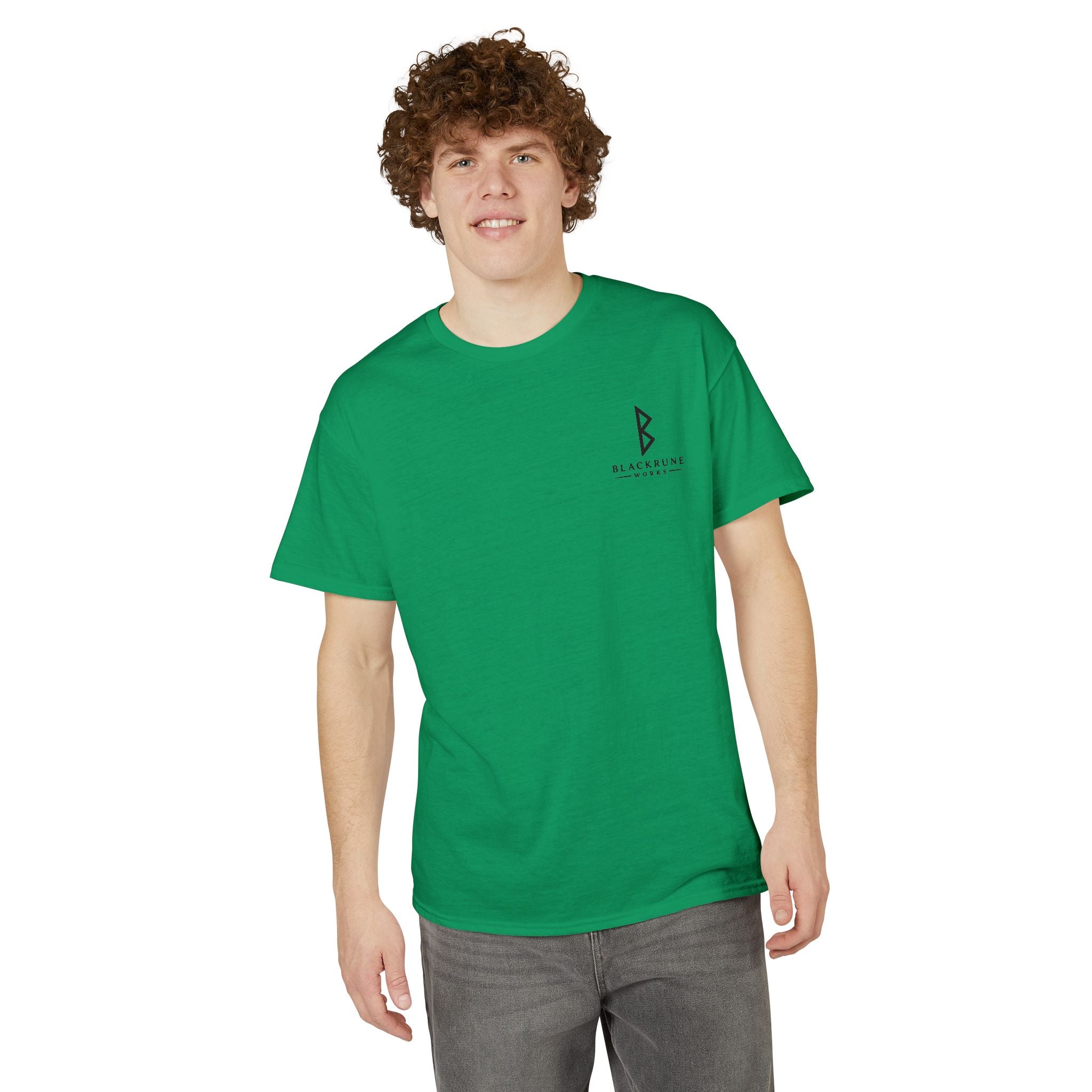 Black Rune Works Signature DryBlend T-Shirt Front and Back Logo