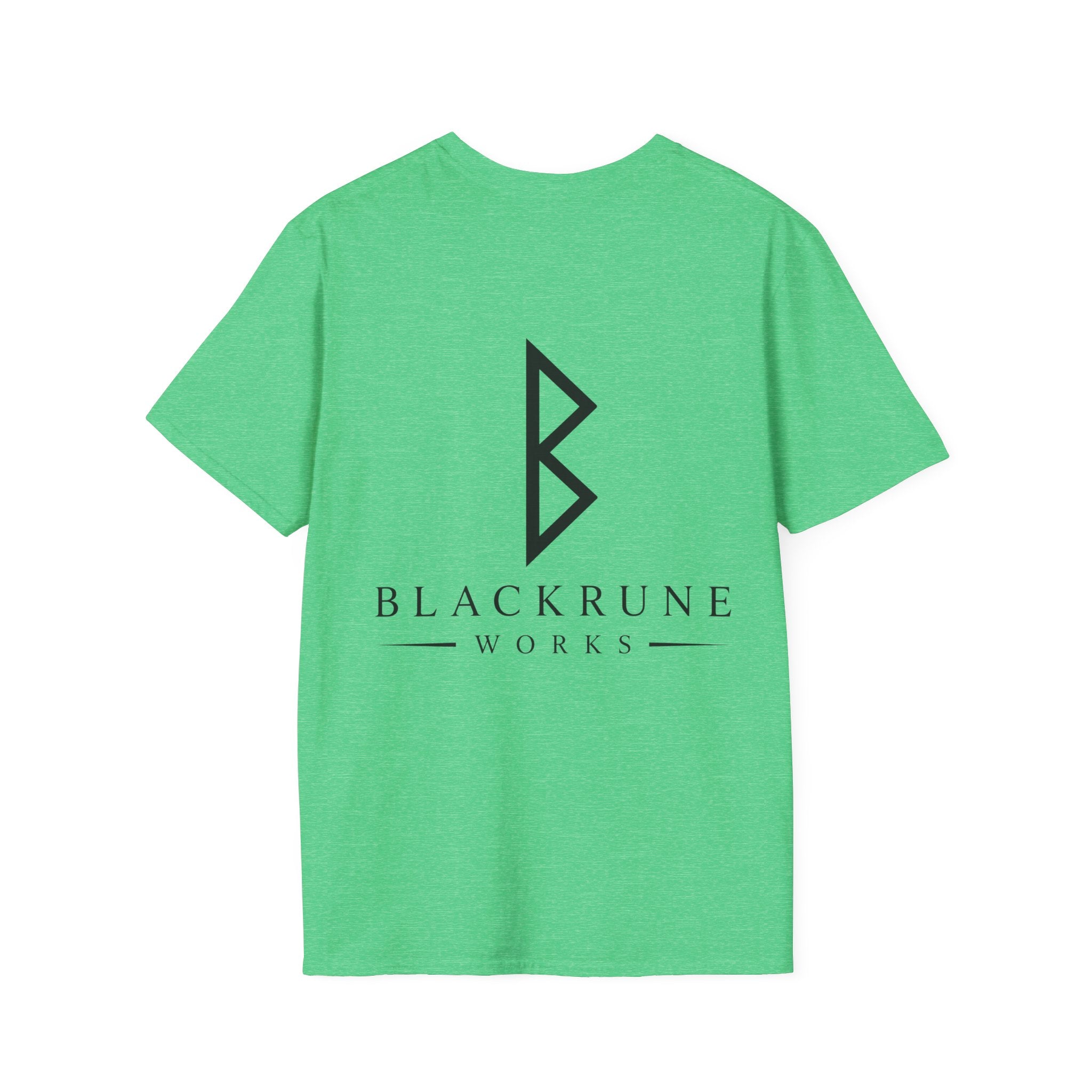Black Rune Works Logo T Shirt Front and Large Back Logo