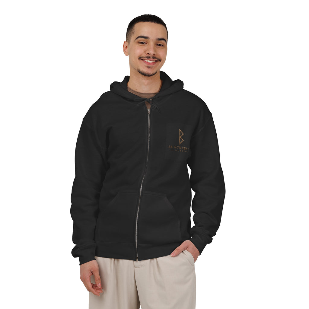 Bronze Mjölnir Full-Zip Hoodie | Thor’s Hammer Norse Rune Hoodie | Black Rune Works