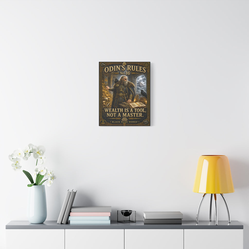 ODIN'S RULES™ No. 16 – Wealth Is a Tool, Not a Master | Norse Wall Decor Canvas