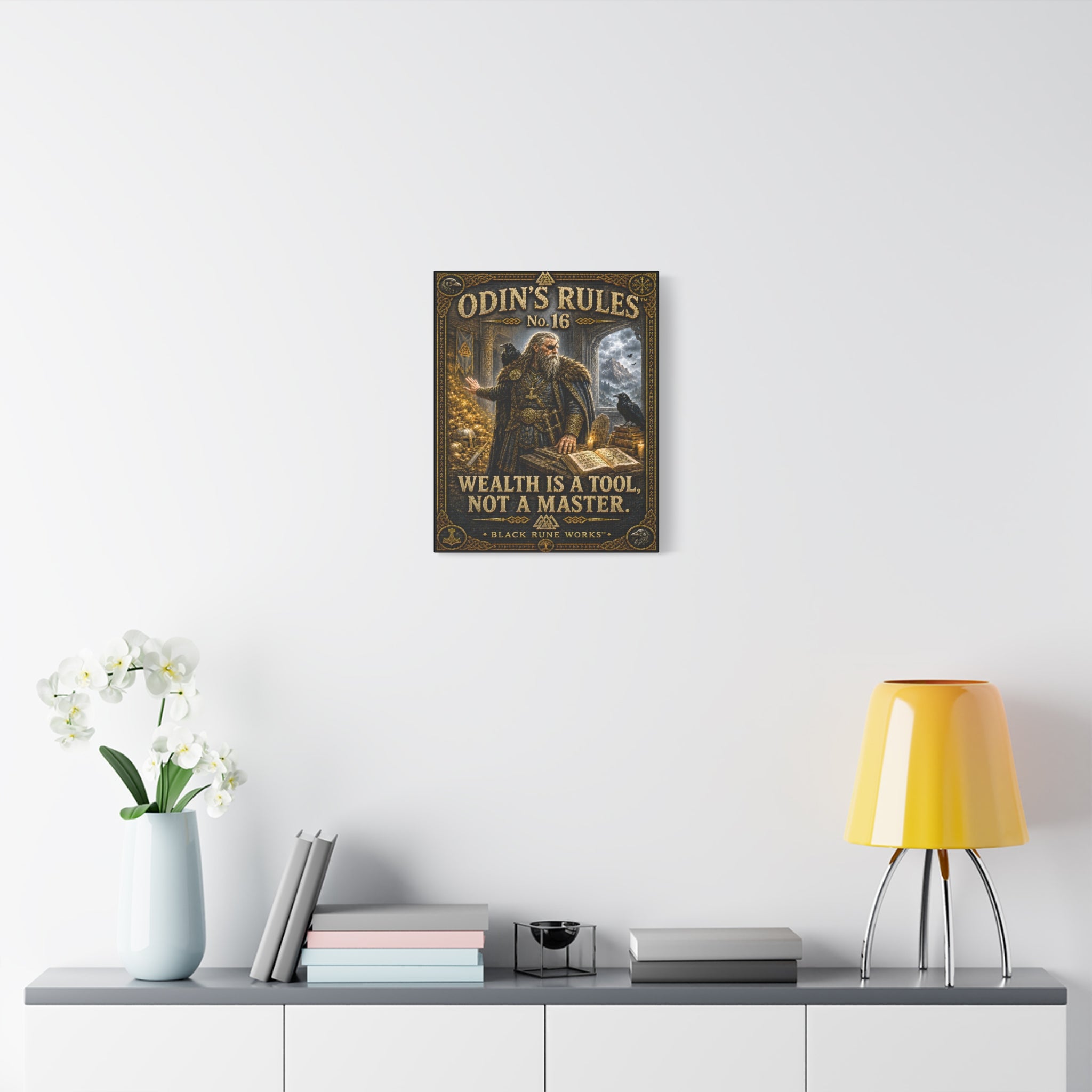 ODIN'S RULES™ No. 16 – Wealth Is a Tool, Not a Master | Norse Wall Decor Canvas