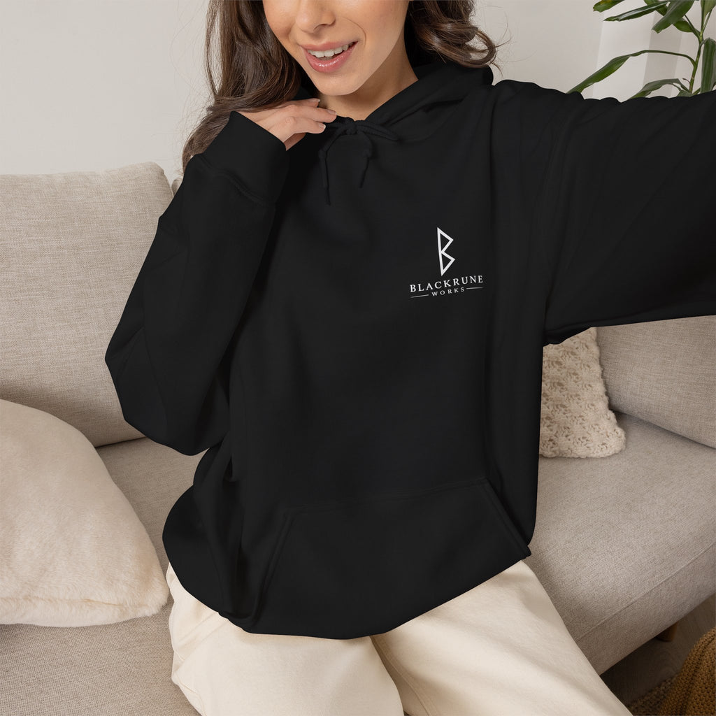 ODIN'S RULES™ No. 1 | Seek Wisdom Relentlessly | Viking Scroll Graphic Hoodie | Black Rune Works