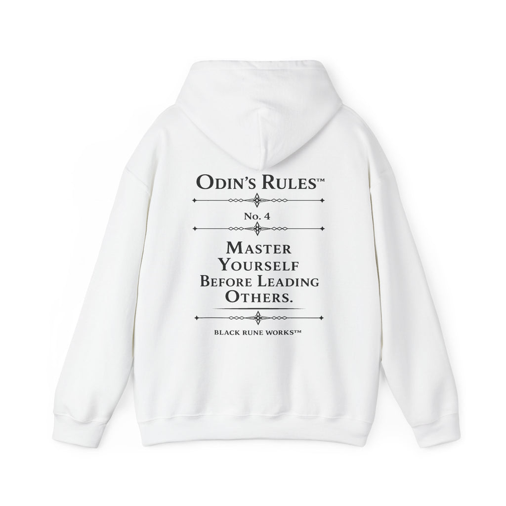 Odin's Rules™ Rule #4 | Master Yourself Before Leading Others | Viking Norse Warrior Hoodie | Black Rune Works