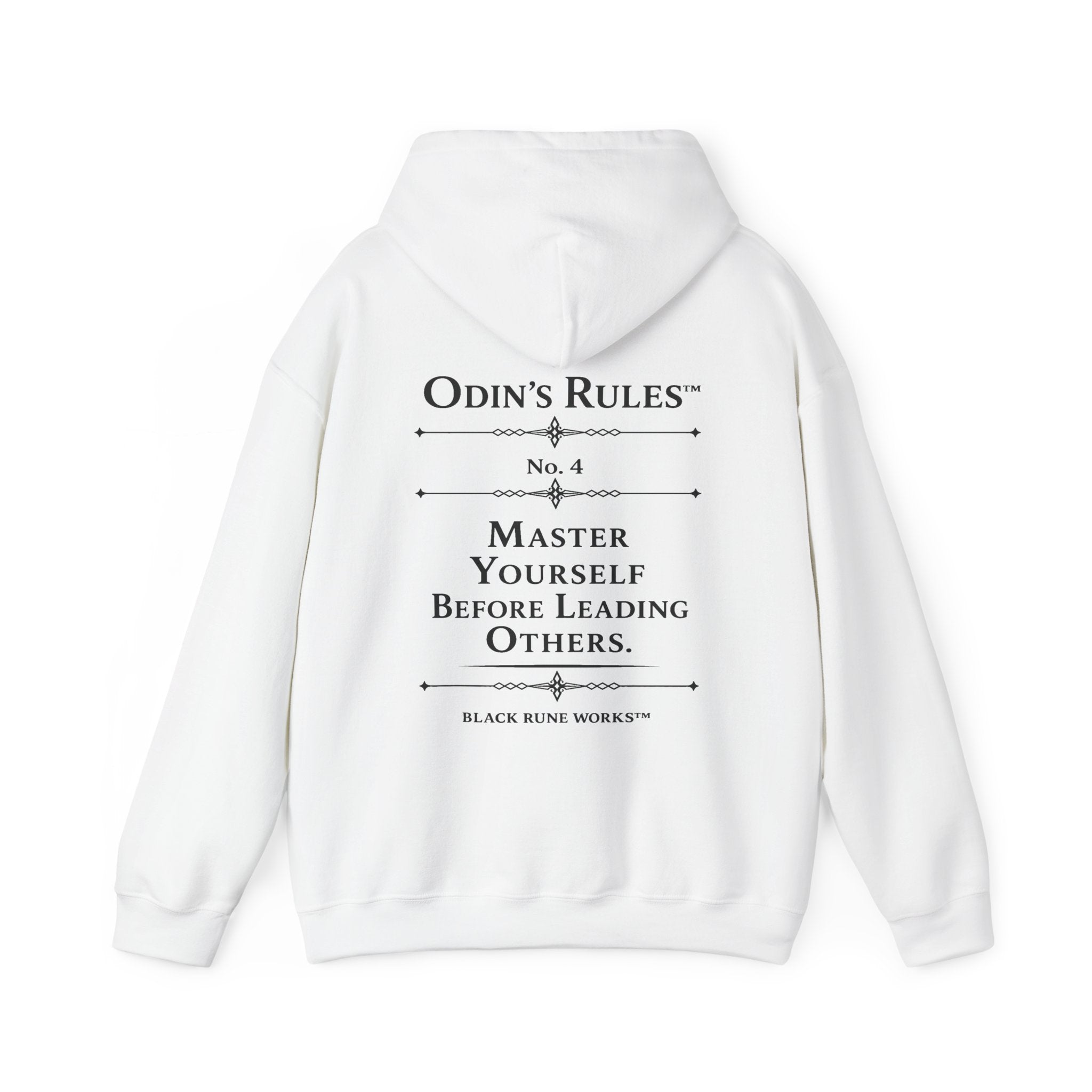 Odin's Rules™ Rule #4 | Master Yourself Before Leading Others | Viking Norse Warrior Hoodie | Black Rune Works
