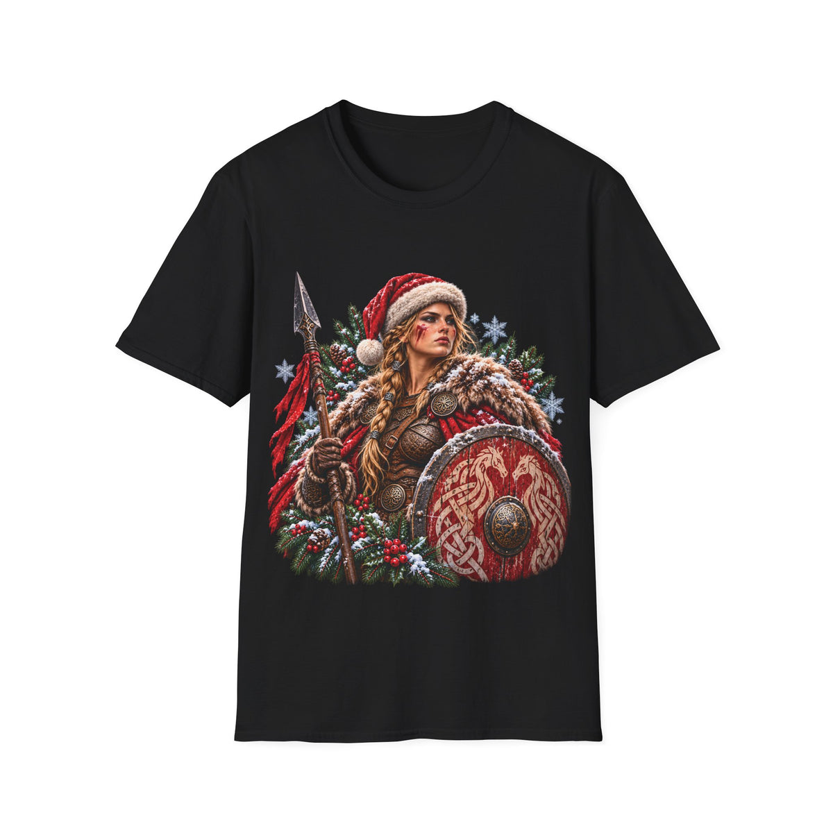 Viking Shieldmaiden Christmas T-Shirt – Nordic Holiday Warrior Woman Tee