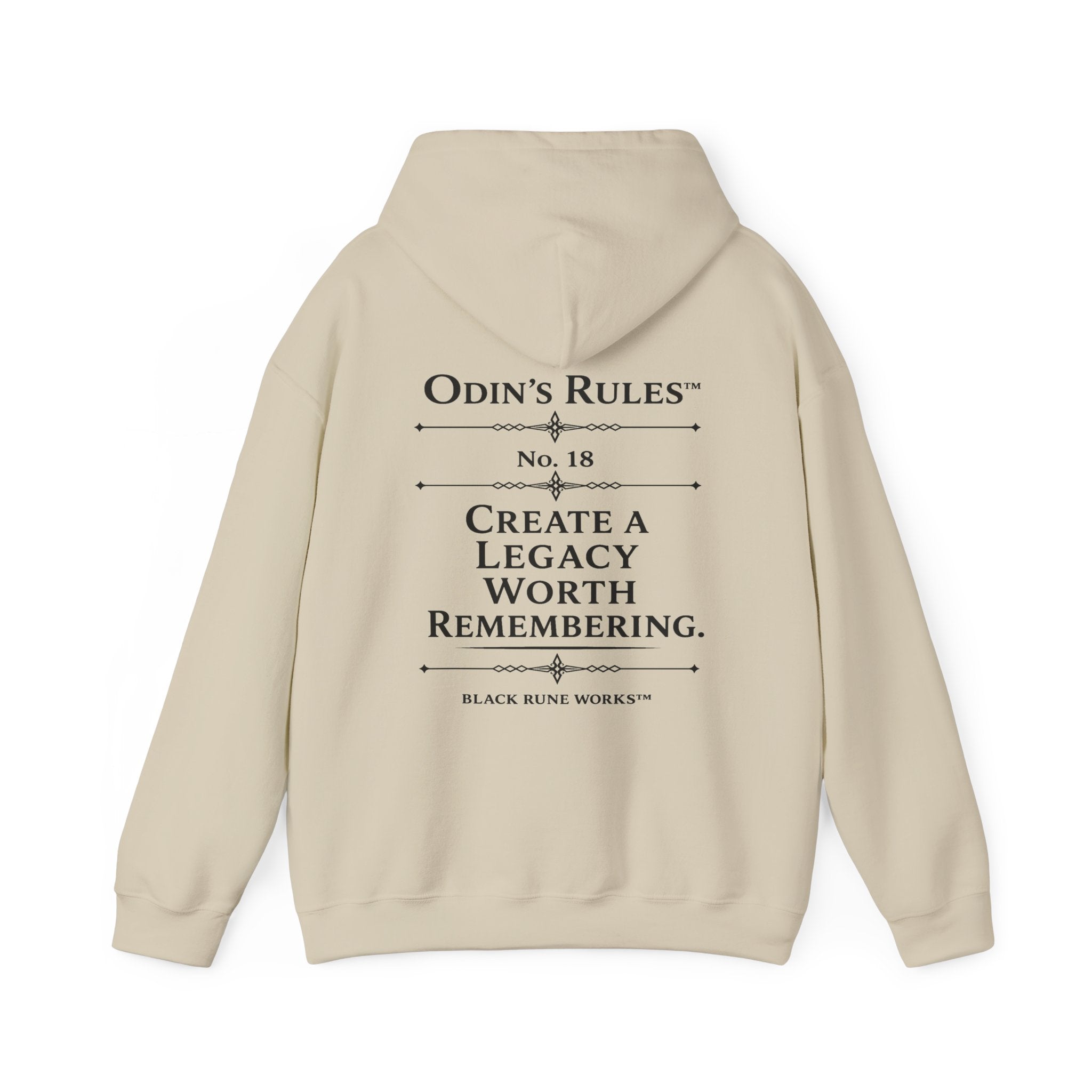 ODIN'S RULES™ Rule #18 | Create a Legacy Worth Remembering | Viking Norse Warrior Hoodie | Black Rune Works