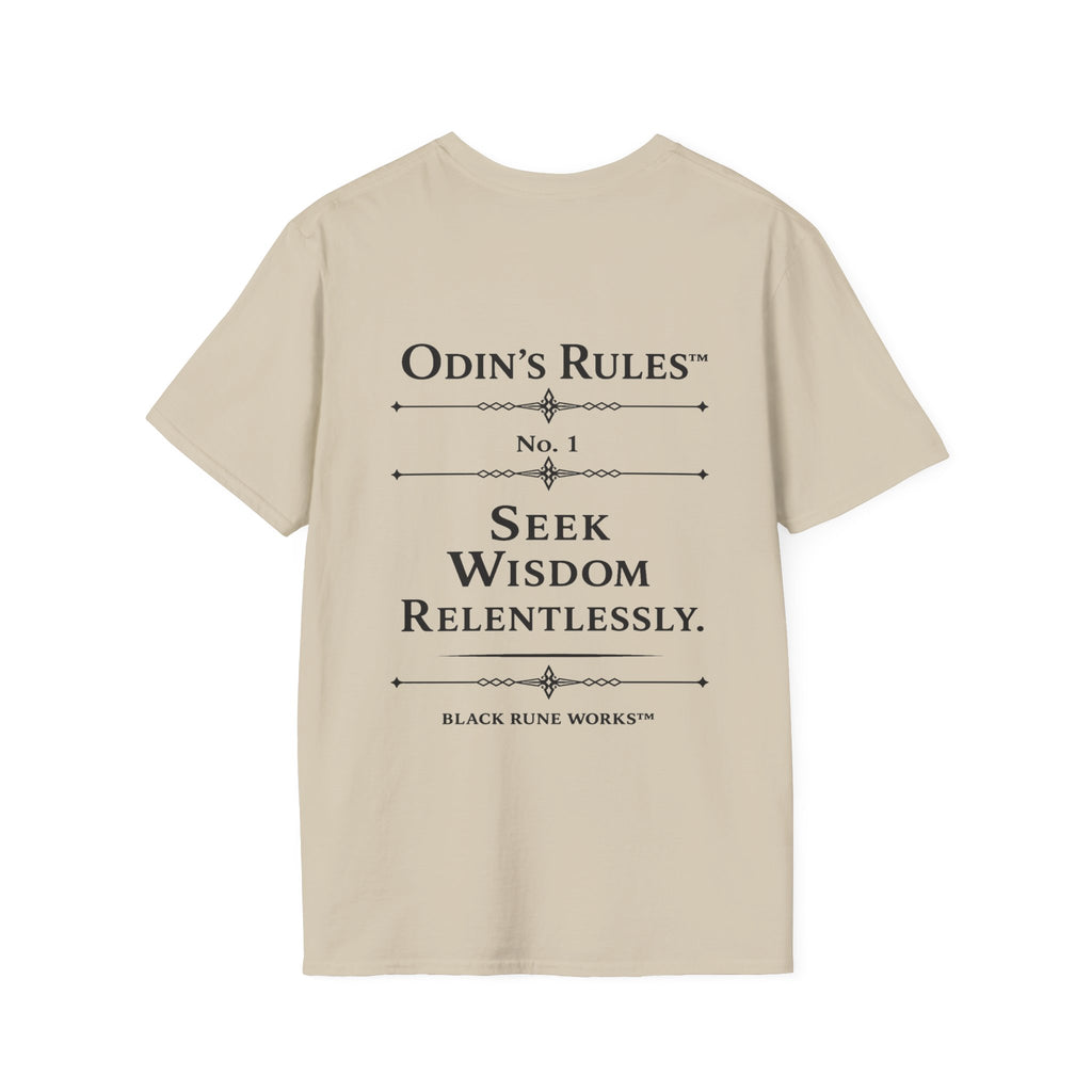 Odin's Rules™ Rule #1 | Seek Wisdom Relentlessly | Viking Norse Warrior Shirt | Black Rune Works