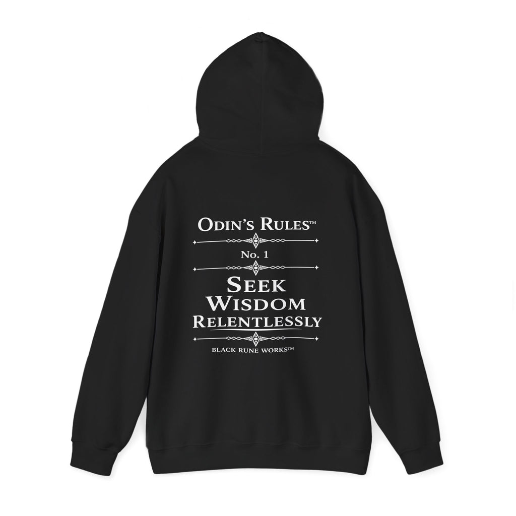 Odin's Rules™ Rule #1 | Seek Wisdom Relentlessly | Viking Norse Warrior Hoodie | Black Rune Works