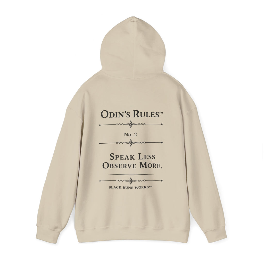 Odin's Rules™ Rule #2 | Speak Less, Observe More | Viking Norse Warrior Hoodie | Black Rune Works