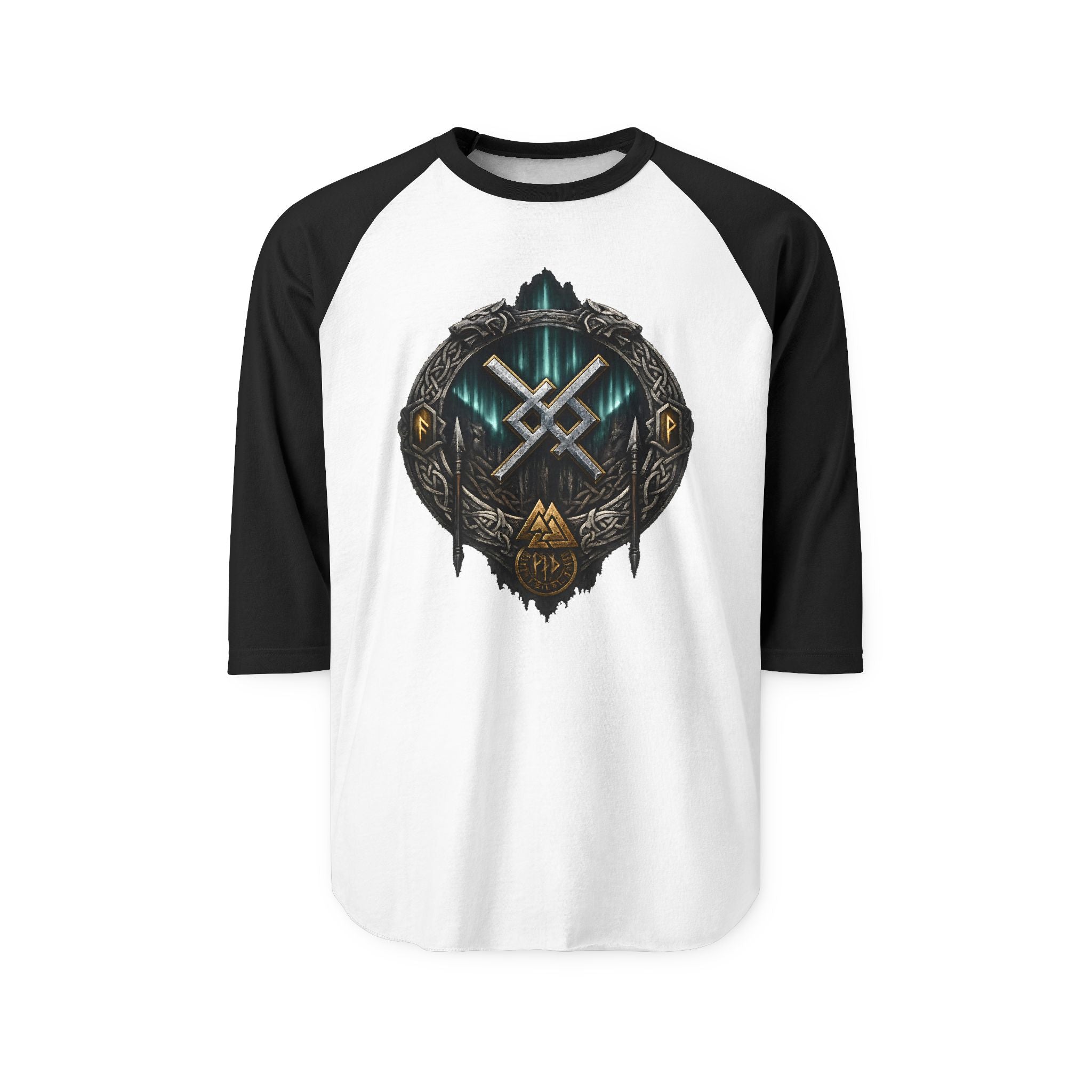 Aurora Eternal Love Rune Raglan Shirt | Norse Viking 3/4 Sleeve | Black Rune Works