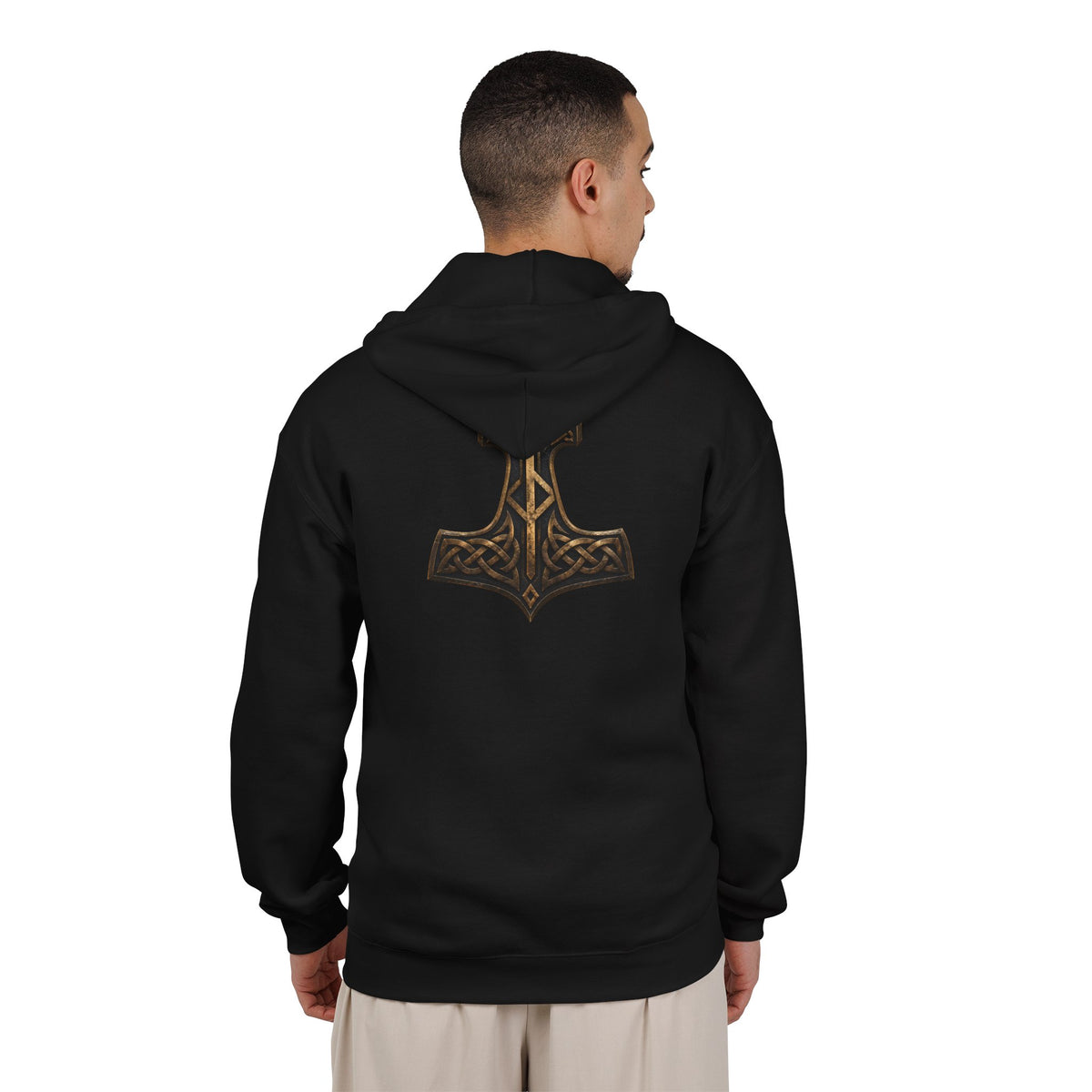 Bronze Mjölnir Full-Zip Hoodie | Thor’s Hammer Norse Rune Hoodie | Black Rune Works