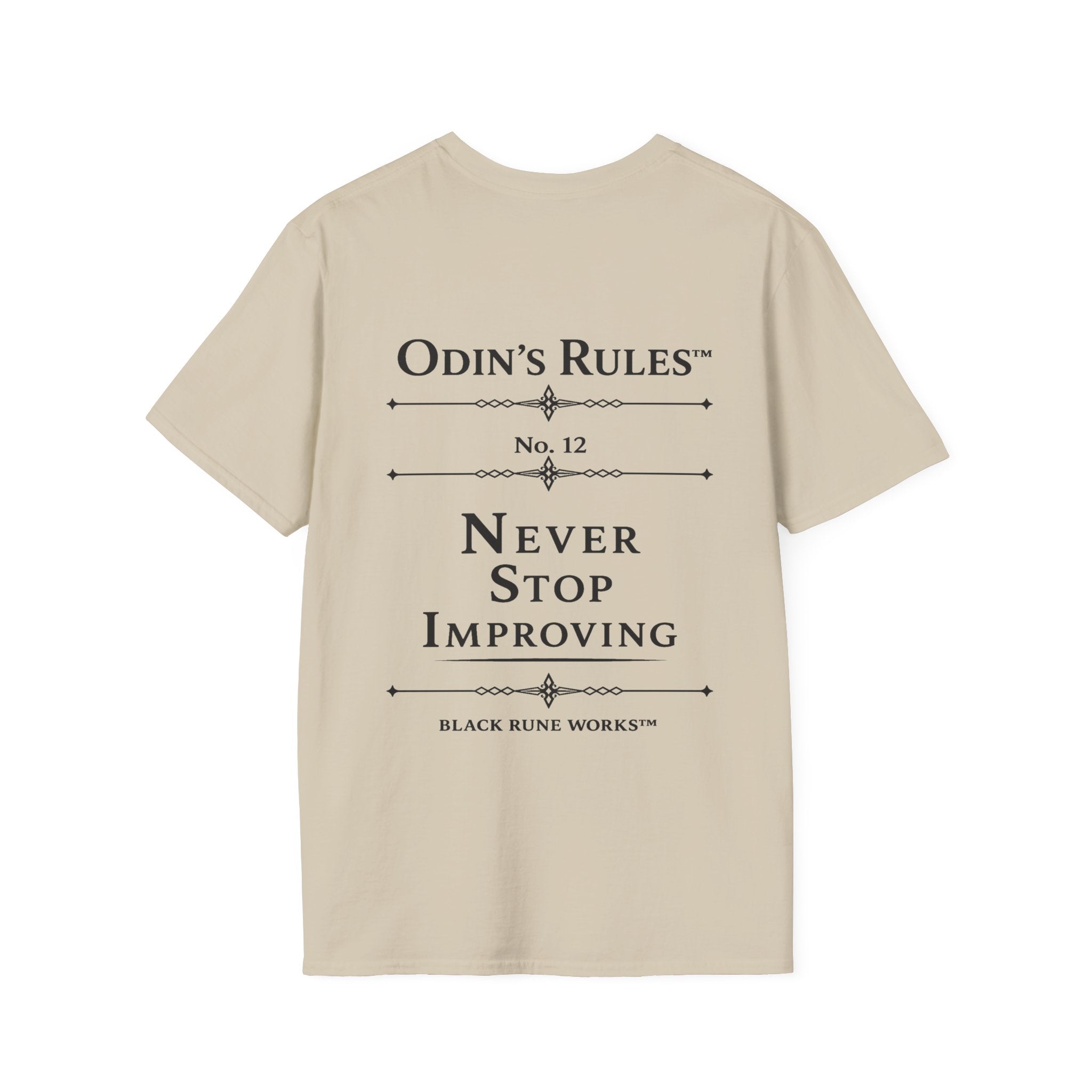 ODIN'S RULES™ Rule #12 | Never Stop Improving | Viking Norse Warrior Shirt | Black Rune Works