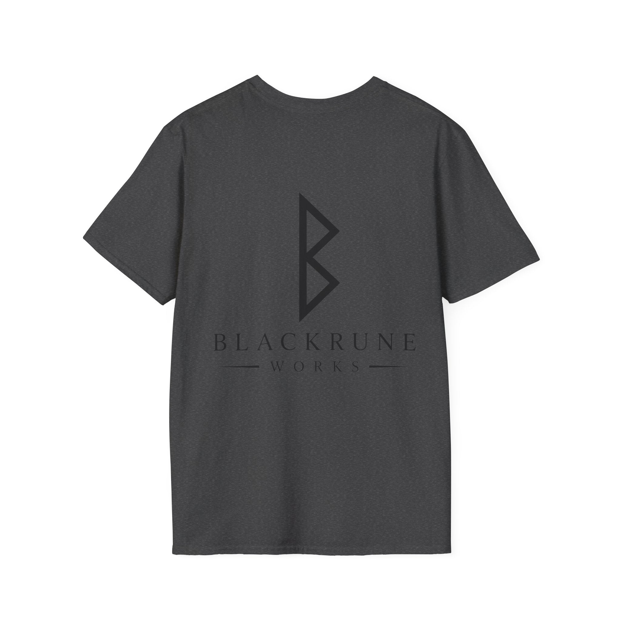 Black Rune Works Logo T Shirt Front and Large Back Logo