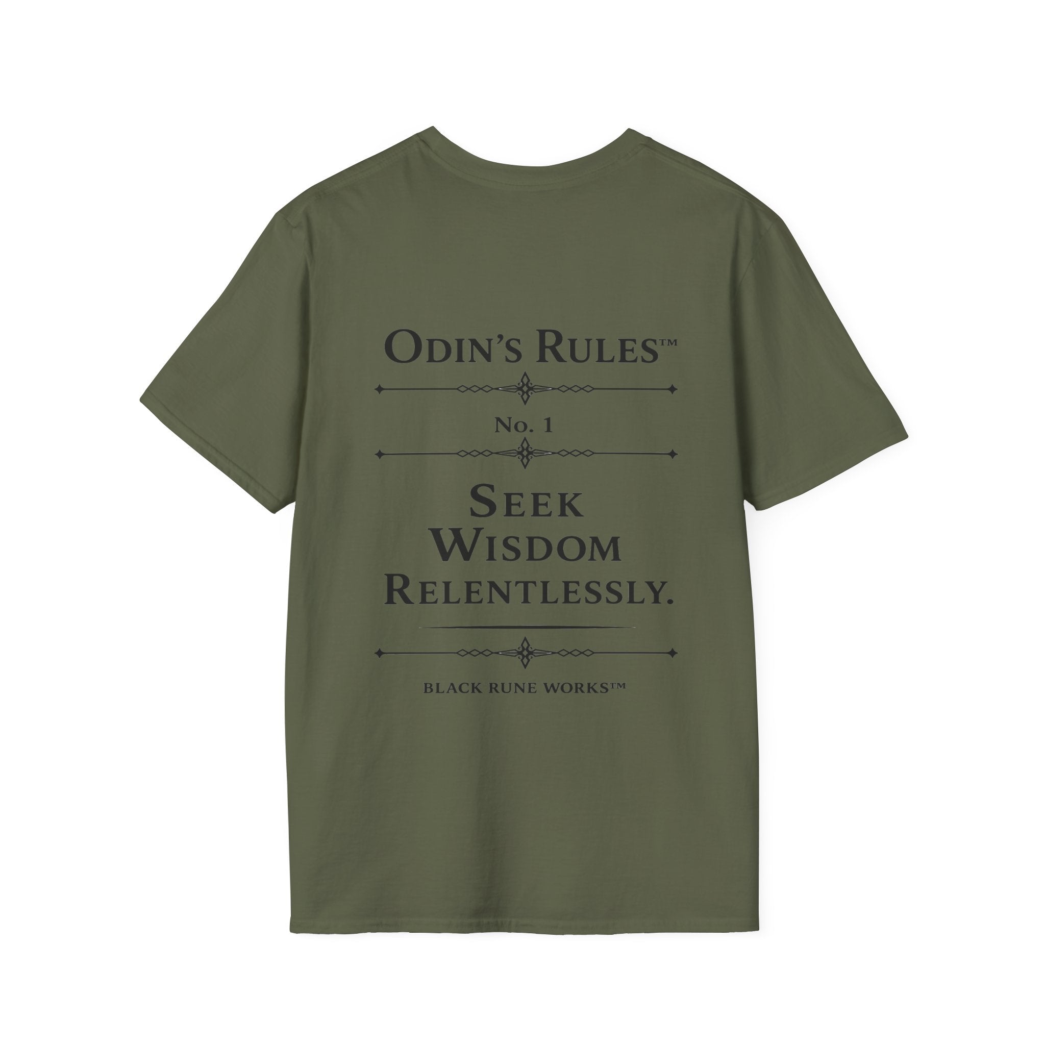 Odin's Rules™ Rule #1 | Seek Wisdom Relentlessly | Viking Norse Warrior Shirt | Black Rune Works
