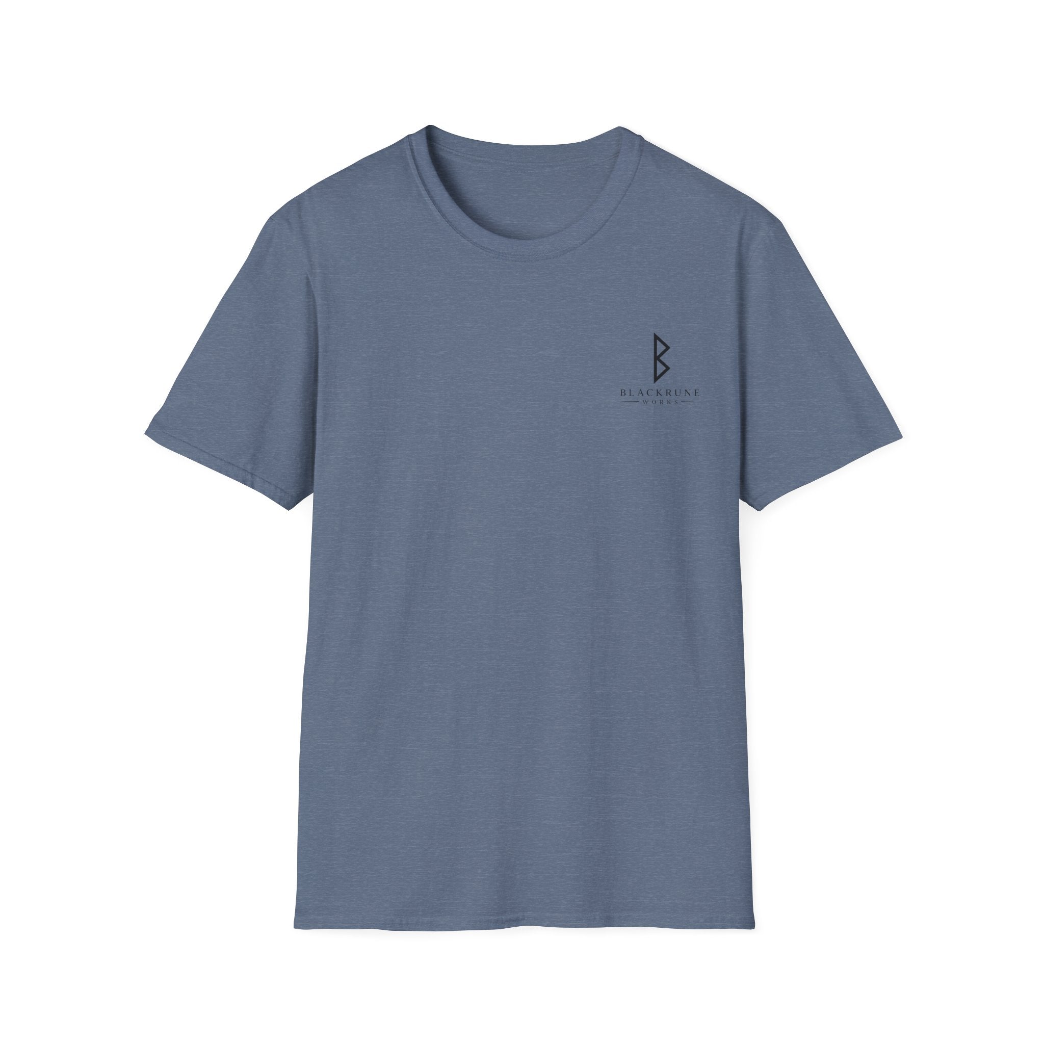Black Rune Works Logo T Shirt Front and Large Back Logo