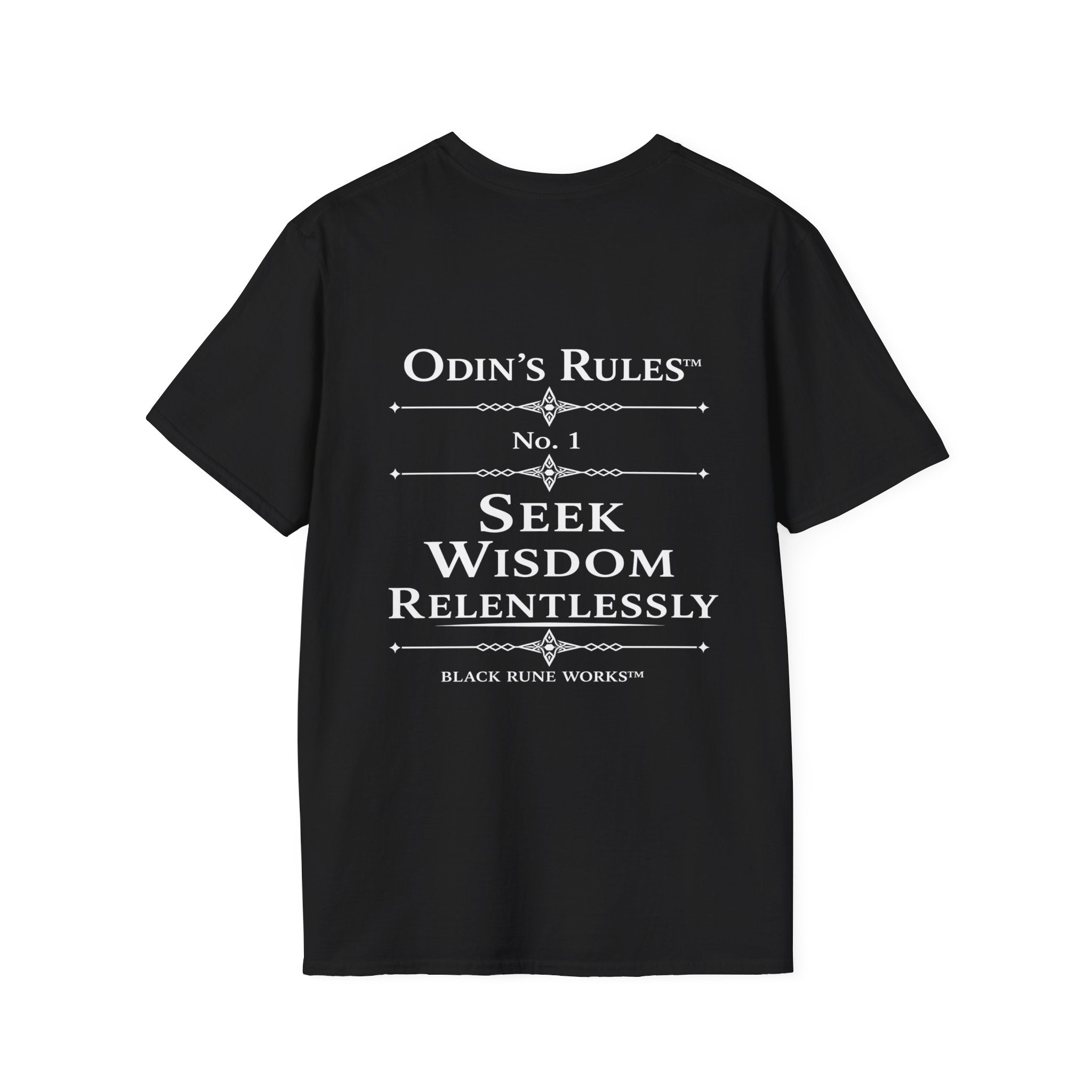 Odin's Rules™ Rule #1 | Seek Wisdom Relentlessly | Viking Norse Warrior Shirt | Black Rune Works