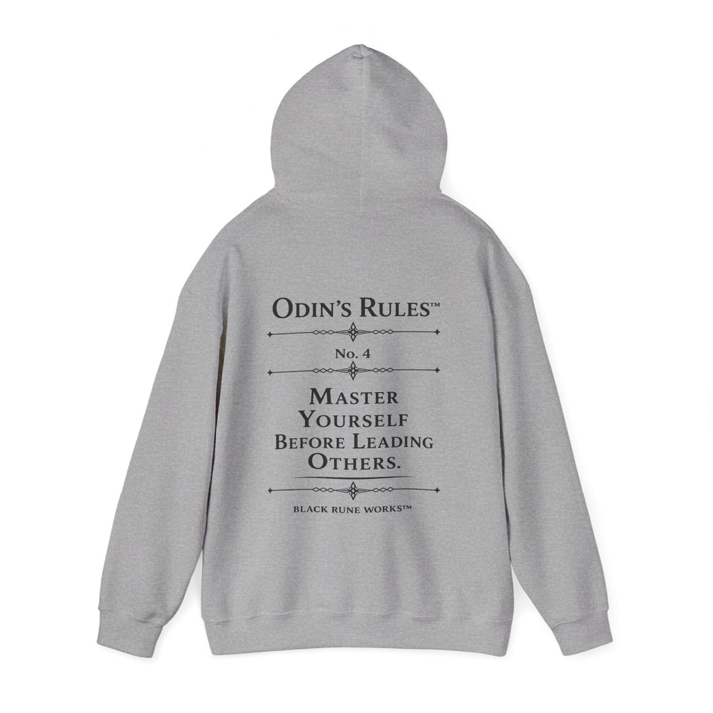 Odin's Rules™ Rule #4 | Master Yourself Before Leading Others | Viking Norse Warrior Hoodie | Black Rune Works