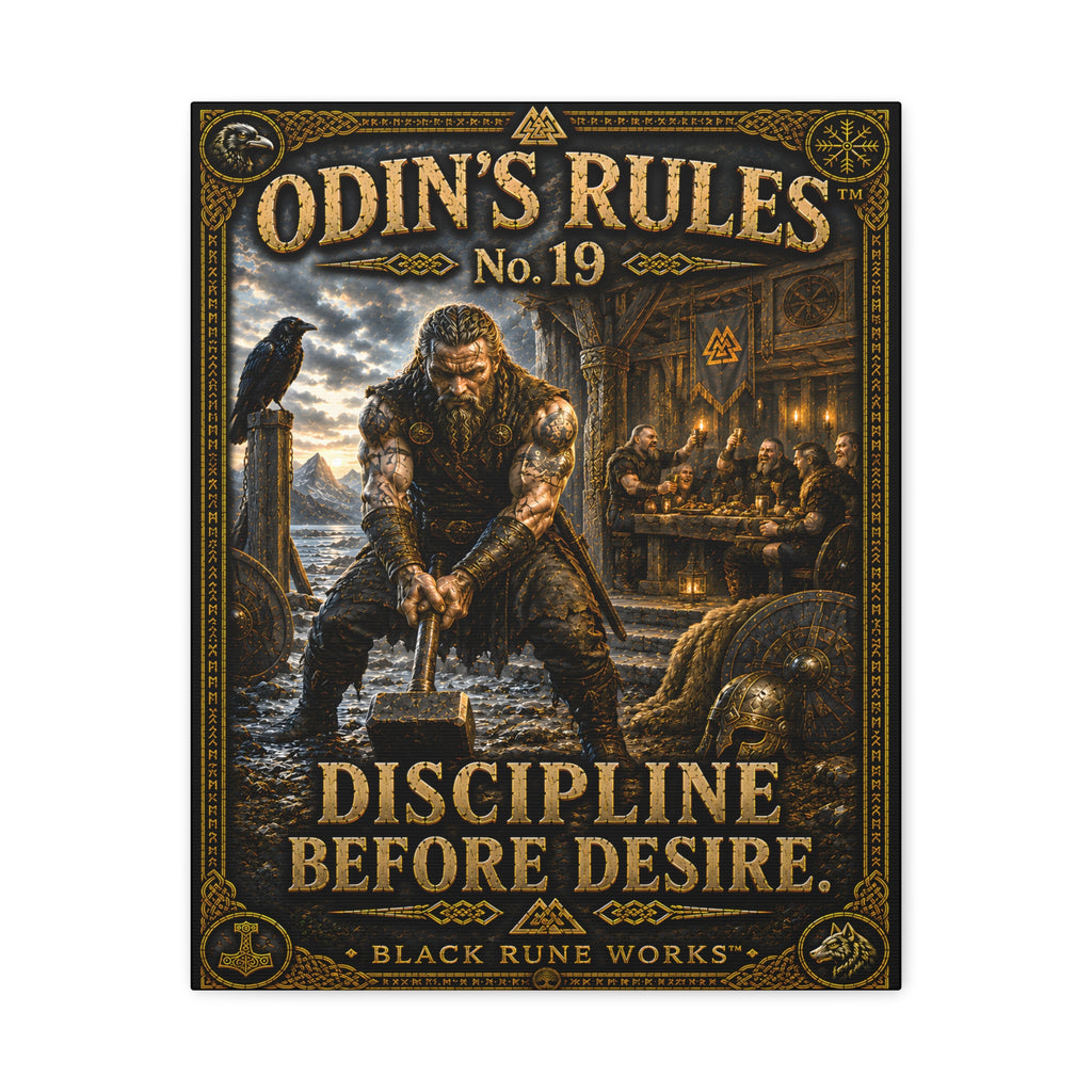 ODIN'S RULES™ No. 19 – Discipline Before Desire | Norse Warrior Canvas Print