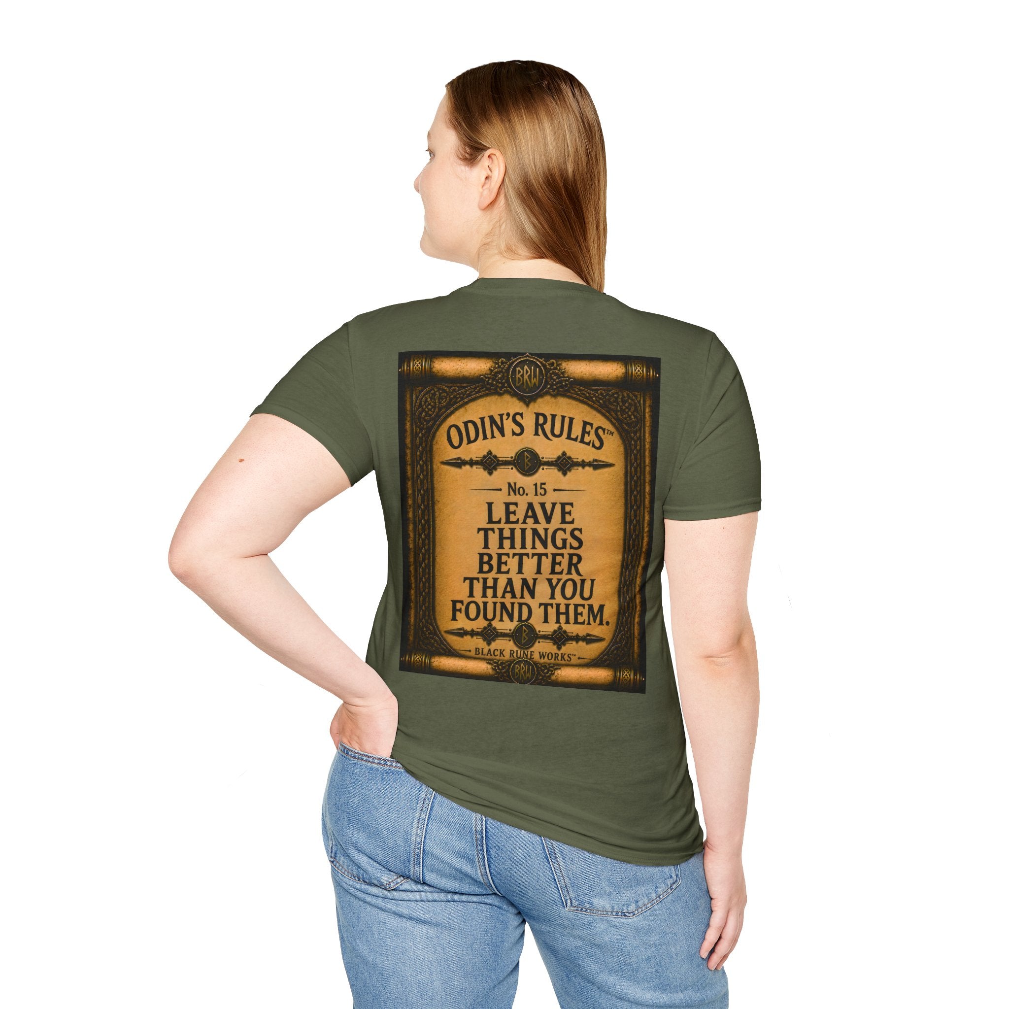ODIN'S RULES™ No. 15 | Leave Things Better Than You Found Them | Viking Scroll Graphic T-Shirt | Black Rune Works