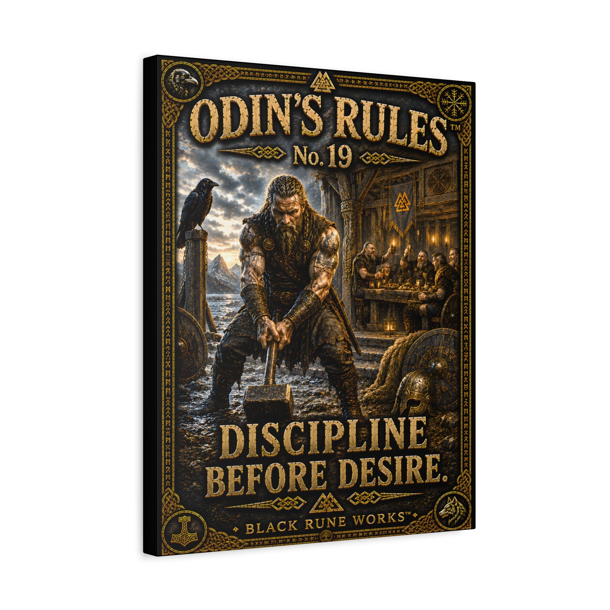 ODIN'S RULES™ No. 19 – Discipline Before Desire | Norse Warrior Canvas Print