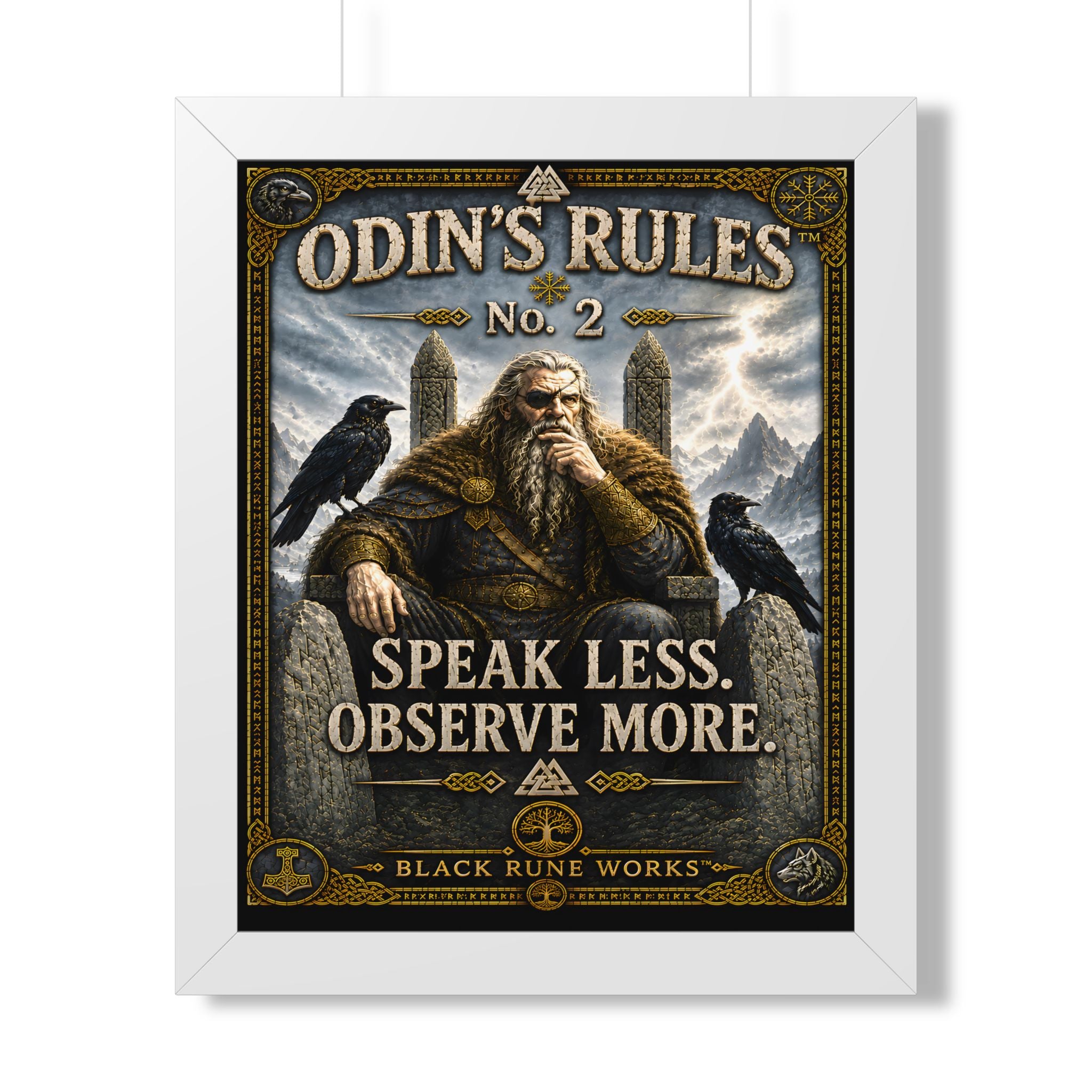 ODIN'S RULES™ No. 2 – Speak Less, Observe More Framed Poster