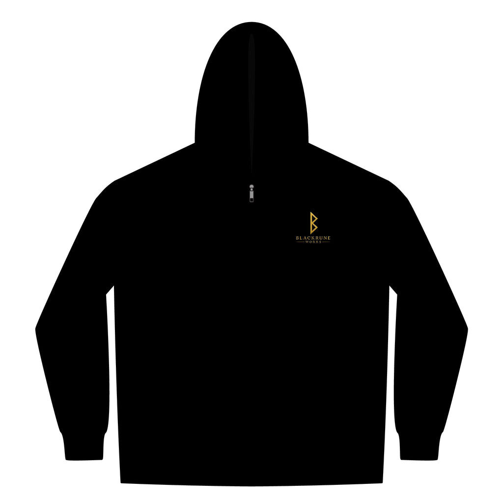 Black Rune Works – Gold Yggdrasil Rune Sherpa-Lined Full-Zip Hoodie