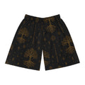 Yggdrasil Tree of Life Basketball Shorts | Black & Gold Nordic Rune Athletic Shorts | Black Rune Works