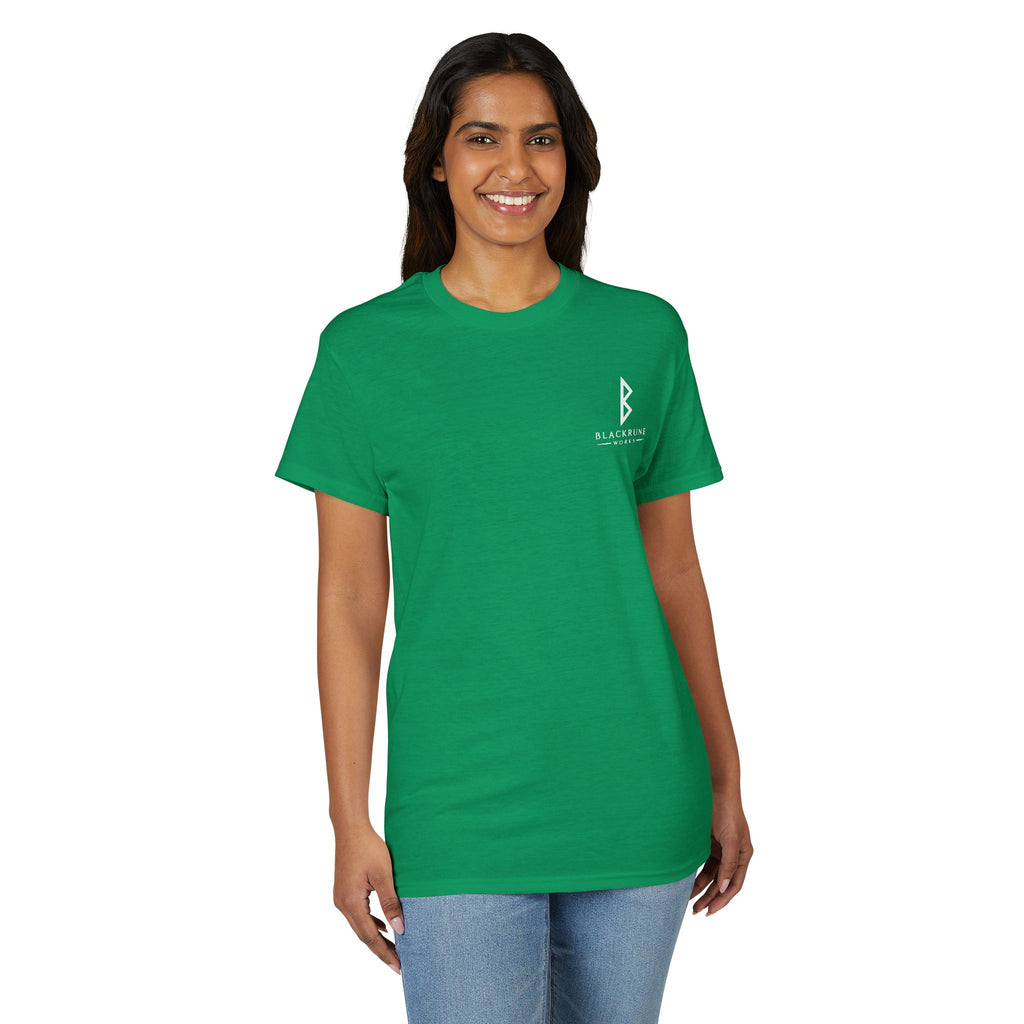 Black Rune Works Signature DryBlend T-Shirt Front and Back Logo