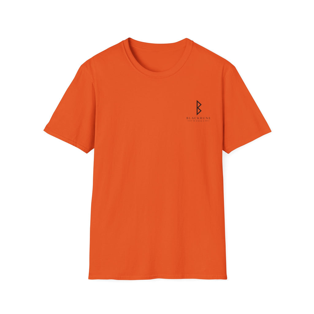 Black Rune Works Logo T Shirt Front and Large Back Logo