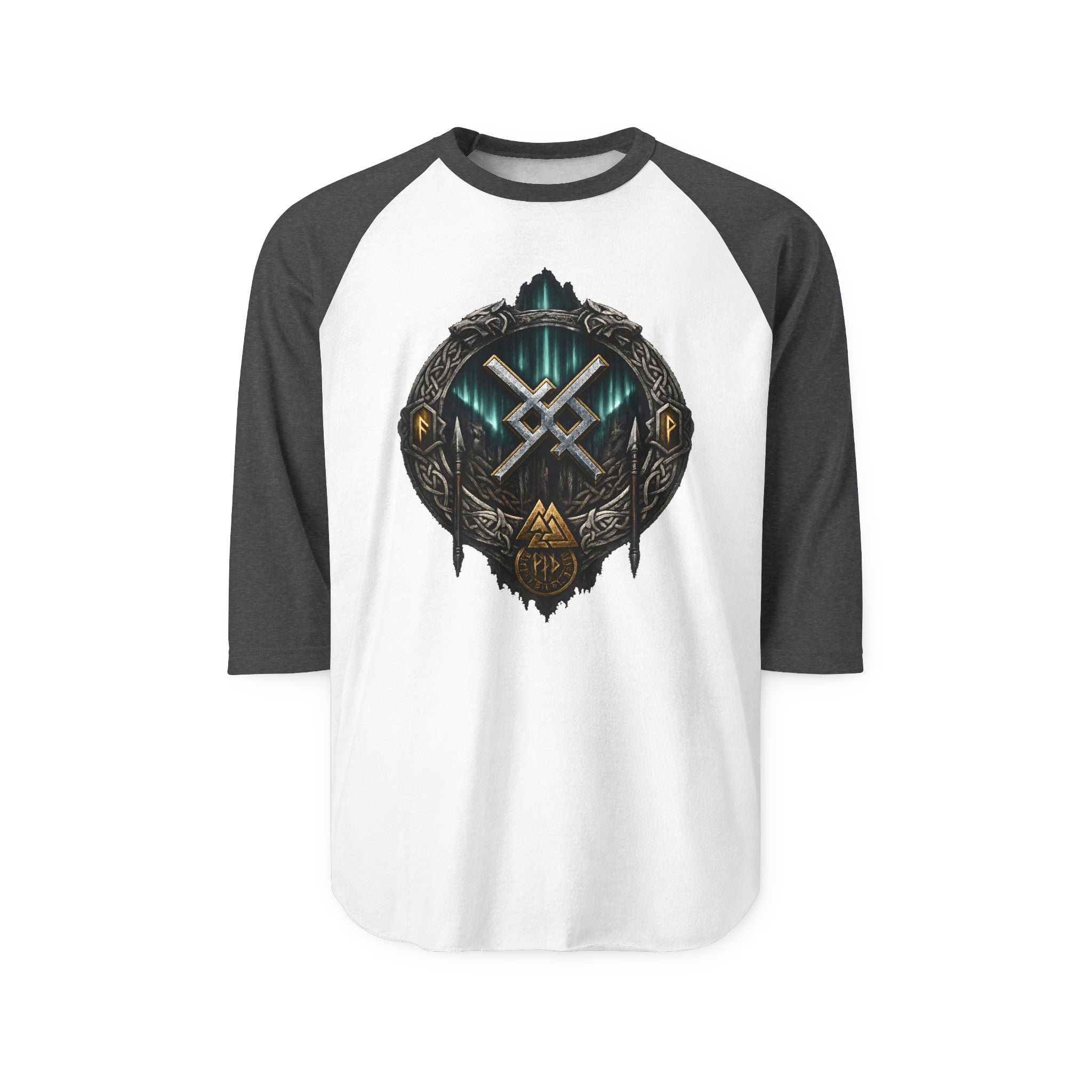 Aurora Eternal Love Rune Raglan Shirt | Norse Viking 3/4 Sleeve | Black Rune Works