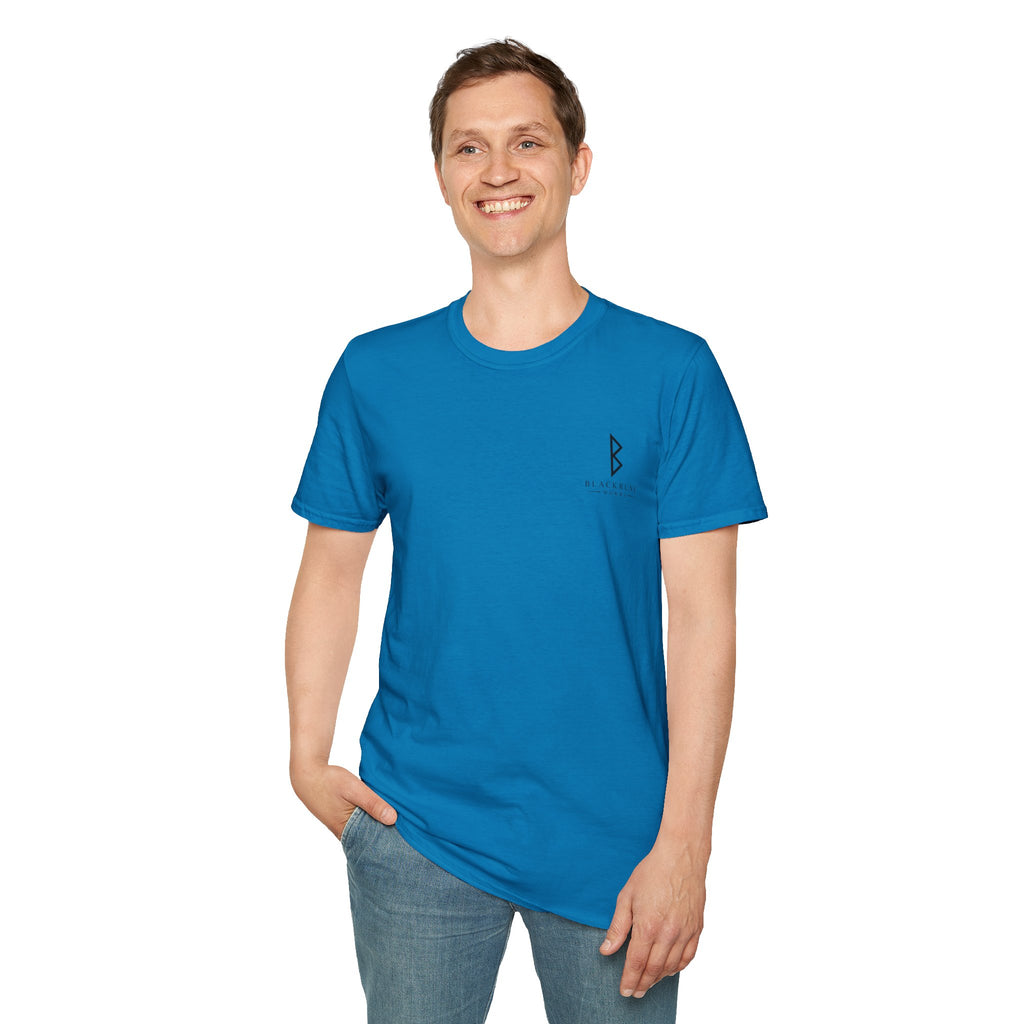 Black Rune Works Logo T Shirt Front and Large Back Logo