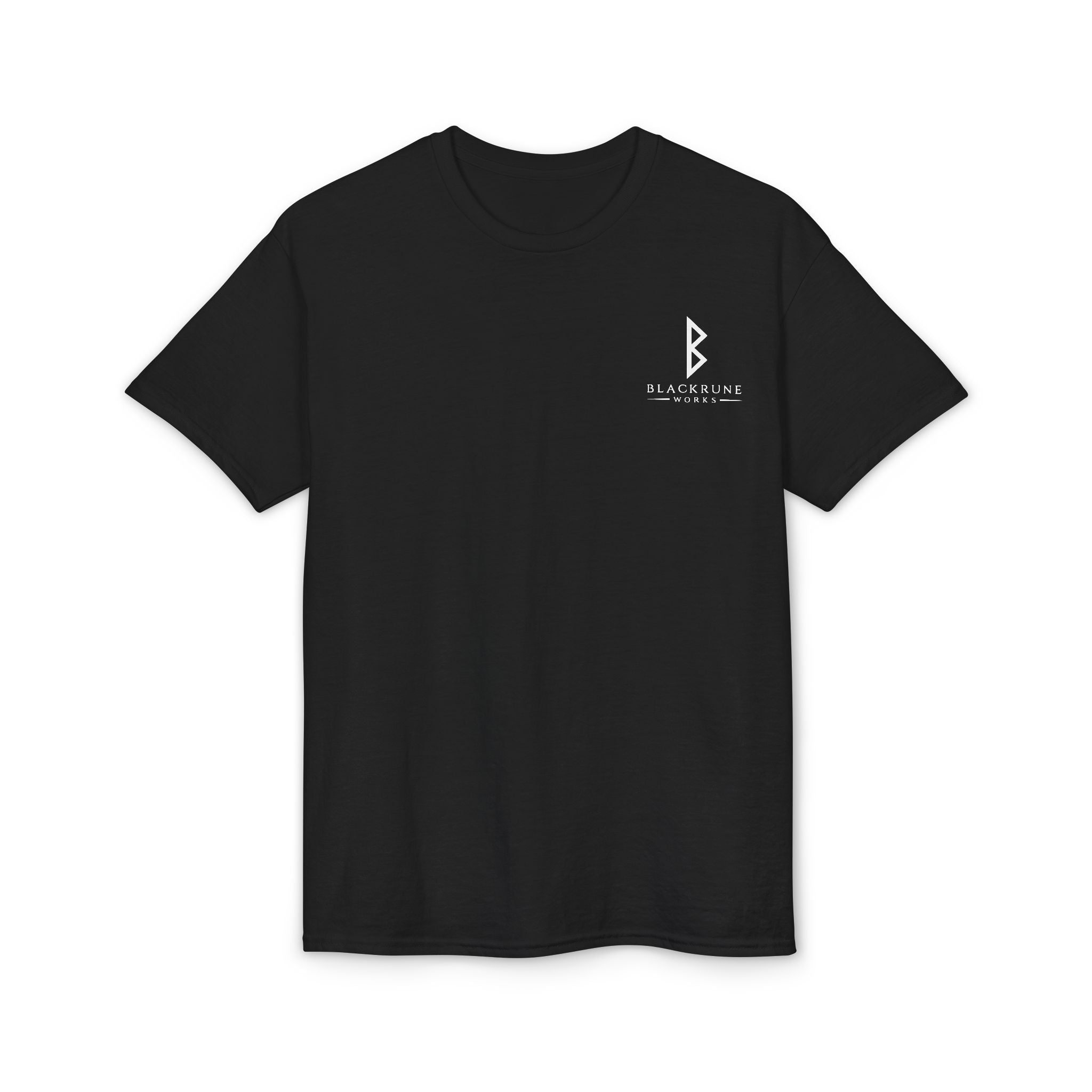 Black Rune Works Signature DryBlend T-Shirt Front and Back Logo