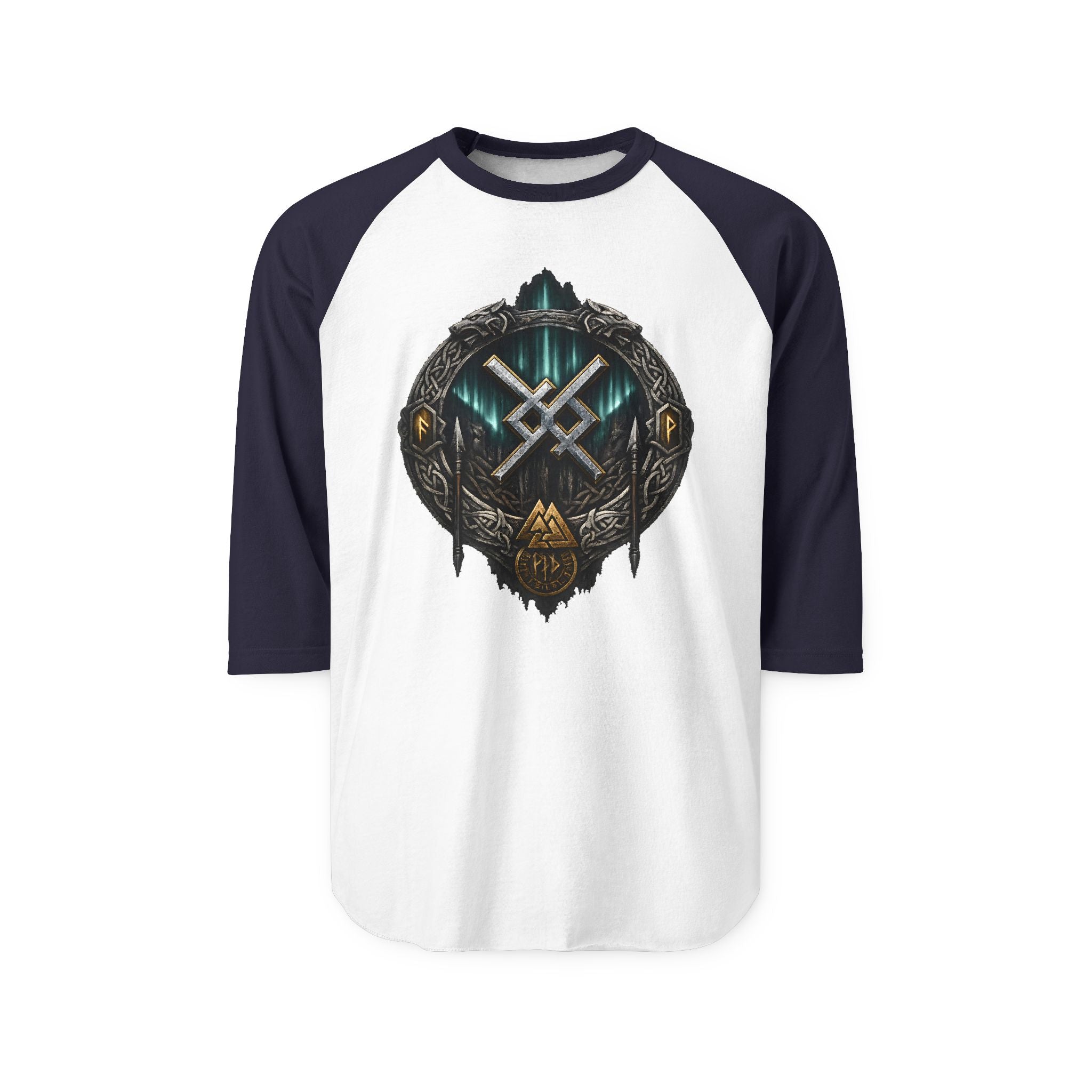 Aurora Eternal Love Rune Raglan Shirt | Norse Viking 3/4 Sleeve | Black Rune Works