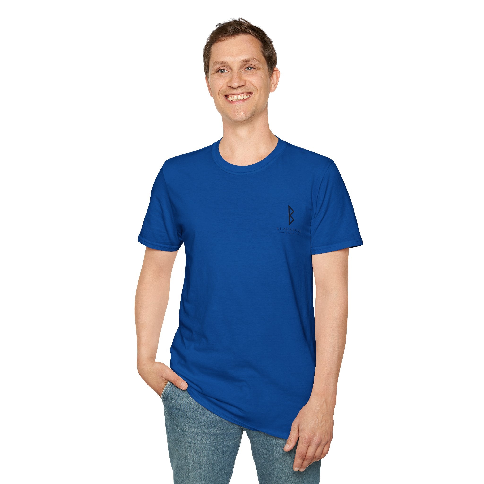 Black Rune Works Logo T Shirt Front and Large Back Logo