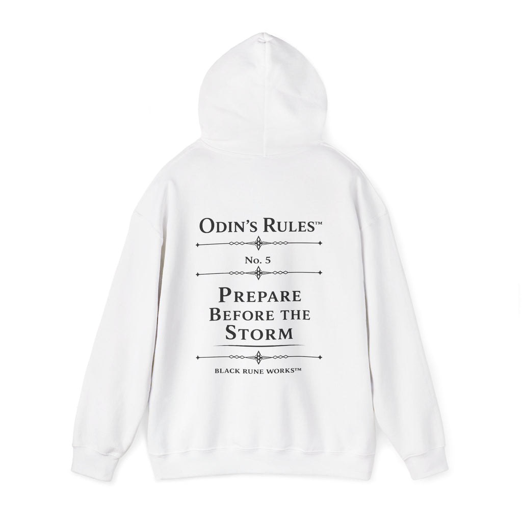 Odin's Rules™ Rule #5 | Prepare Before the Storm | Viking Norse Warrior Hoodie | Black Rune Works