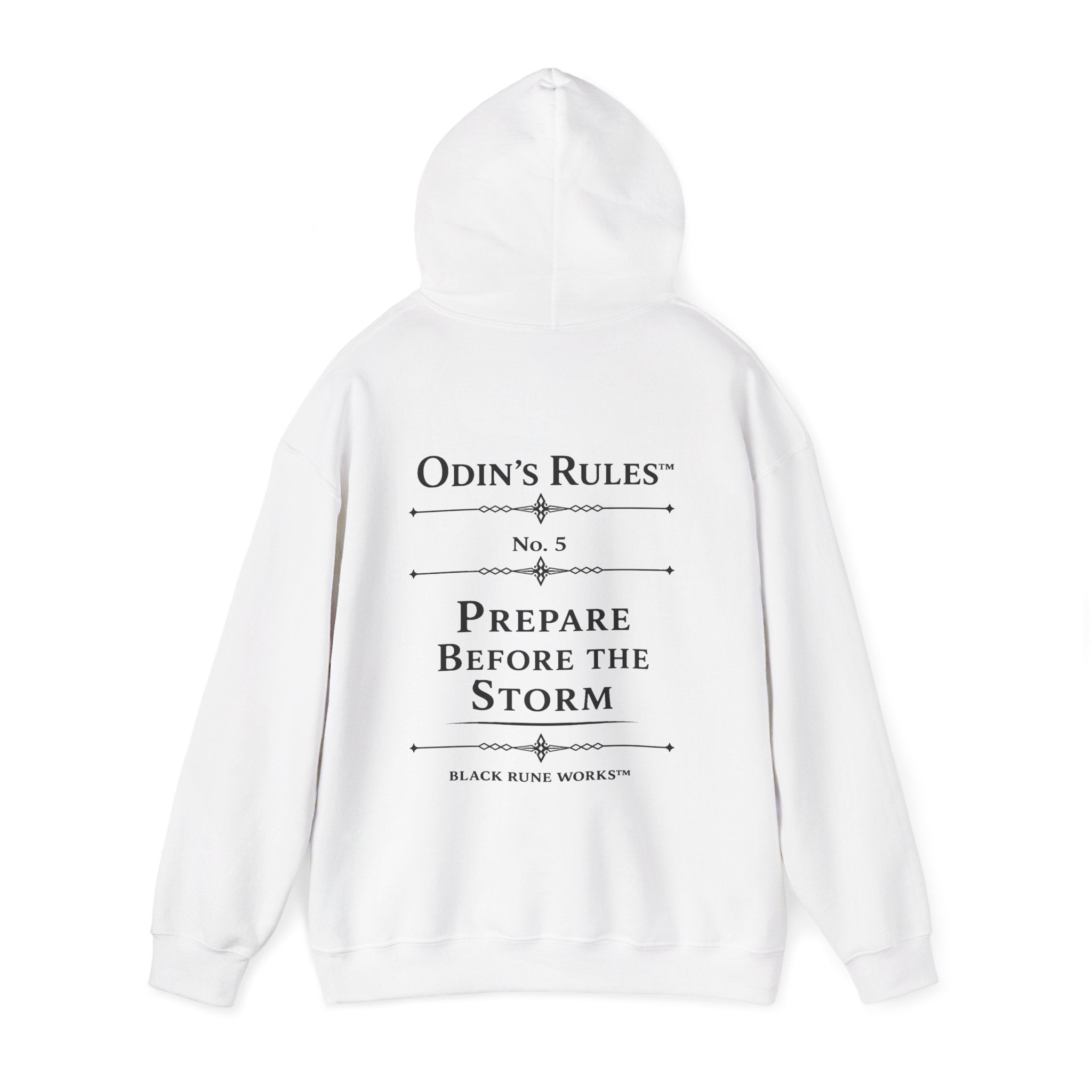 Odin's Rules™ Rule #5 | Prepare Before the Storm | Viking Norse Warrior Hoodie | Black Rune Works