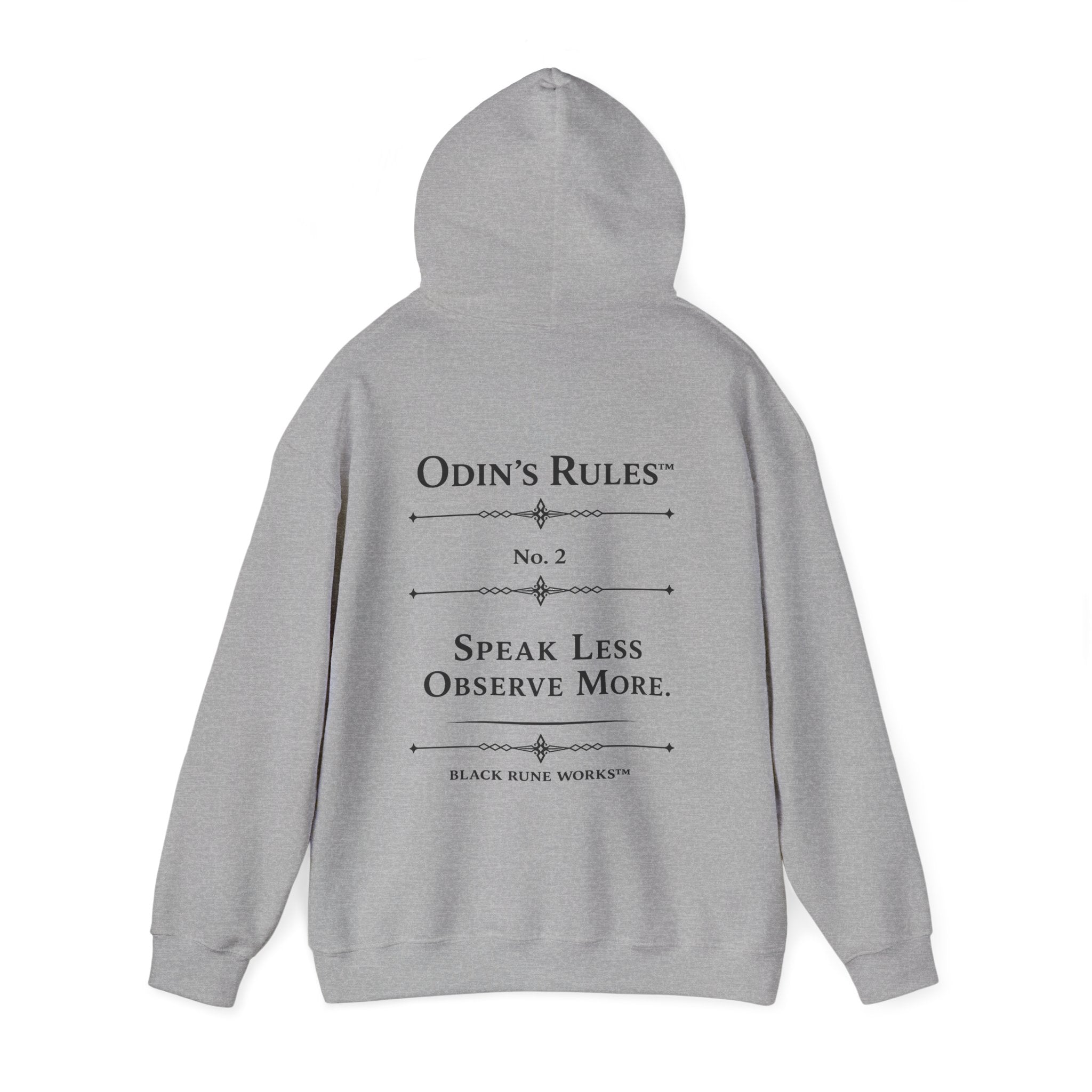 Odin's Rules™ Rule #2 | Speak Less, Observe More | Viking Norse Warrior Hoodie | Black Rune Works